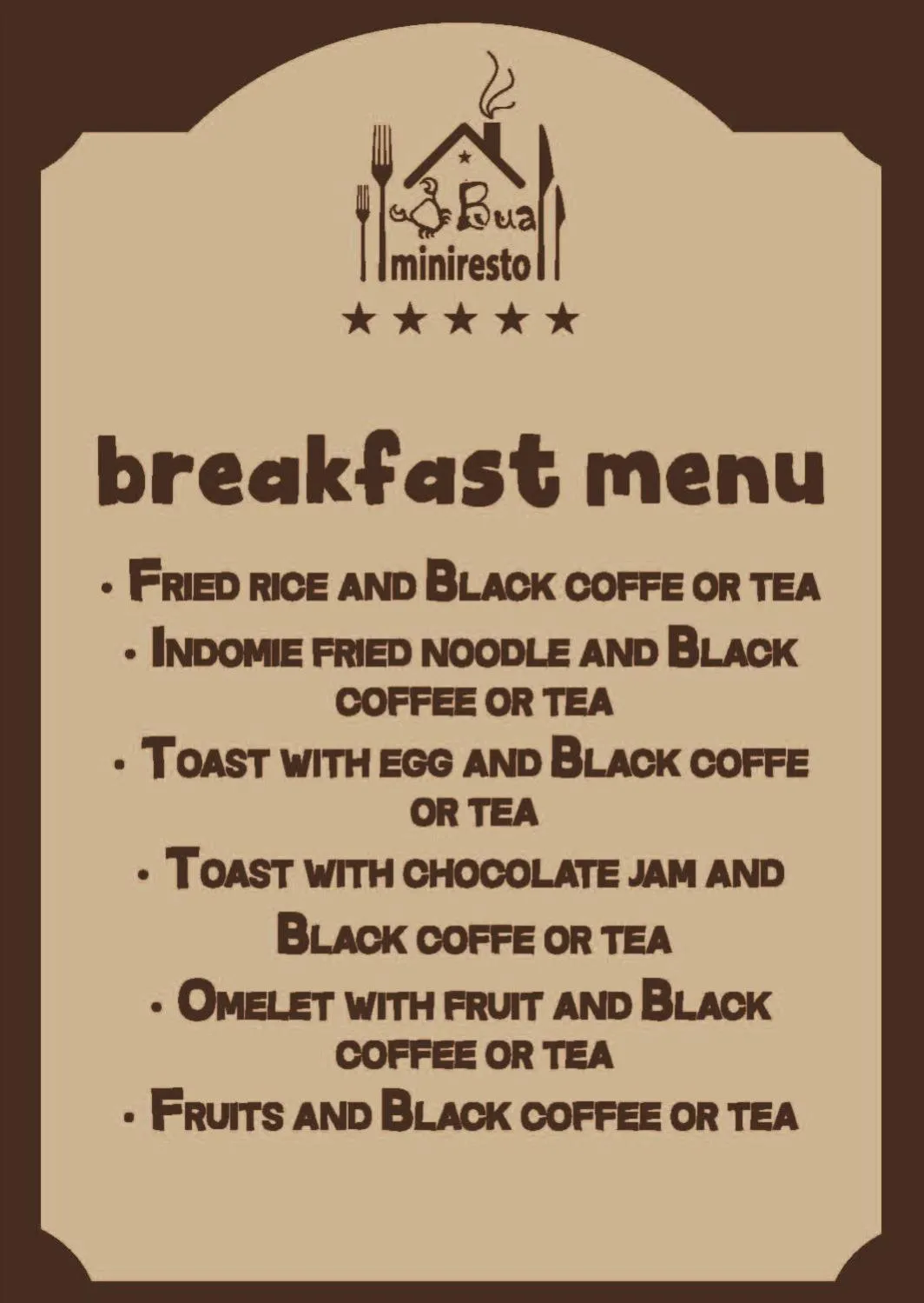 Restaurant/places to eat in Bua Guest House