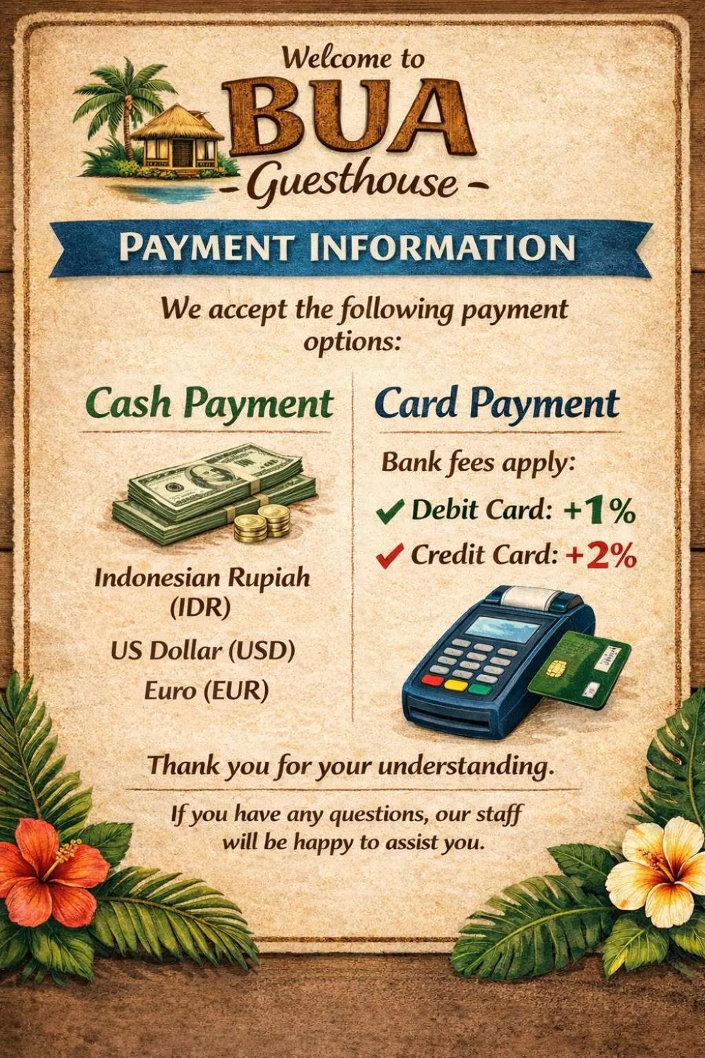 Text overlay in Bua Guest House