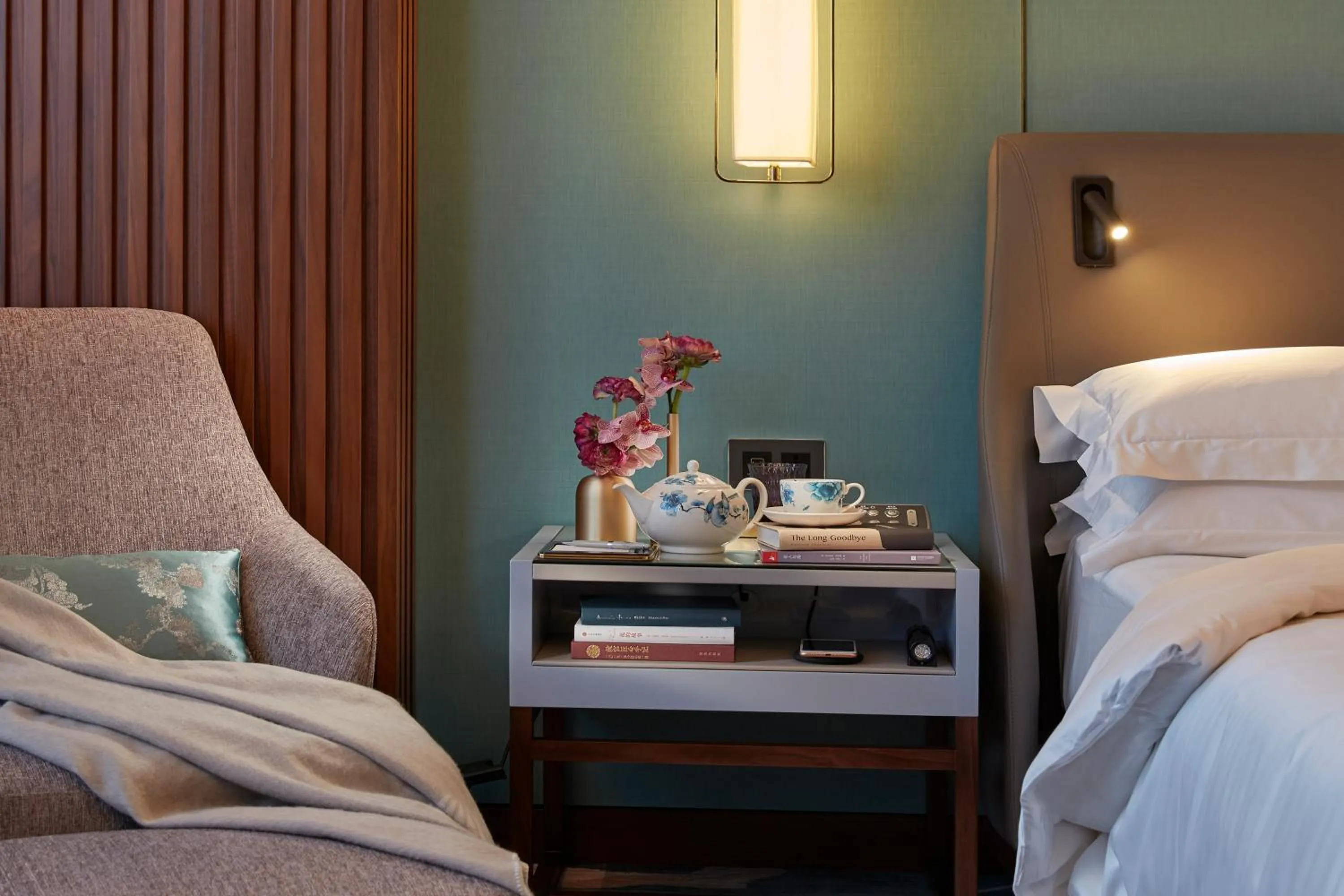 Decorative detail, Bed in Mandarin Oriental Wangfujing, Beijing