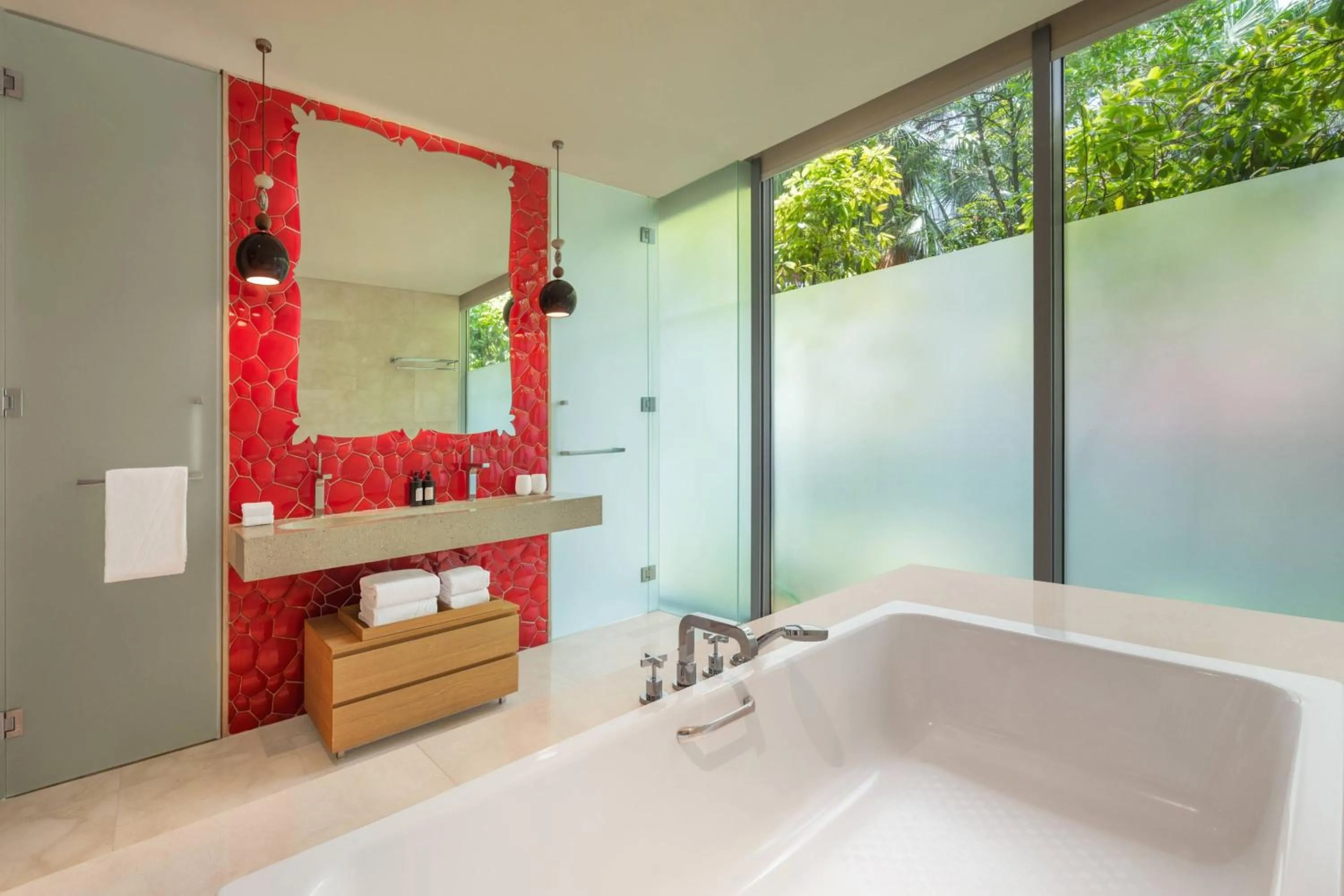 Bathroom, Bed in W Singapore - Sentosa Cove