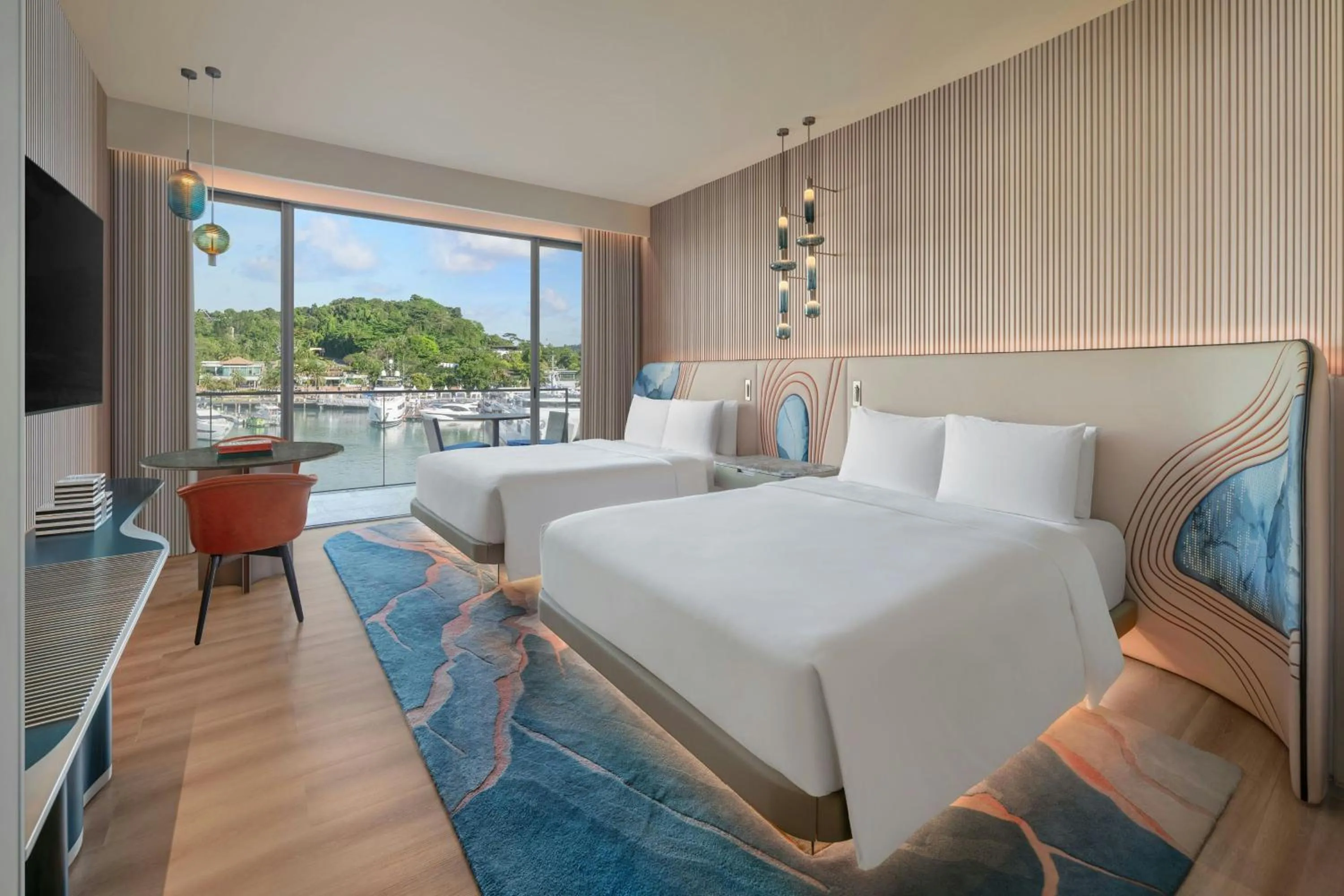 Photo of the whole room, Bed in W Singapore - Sentosa Cove, Newly Renovated