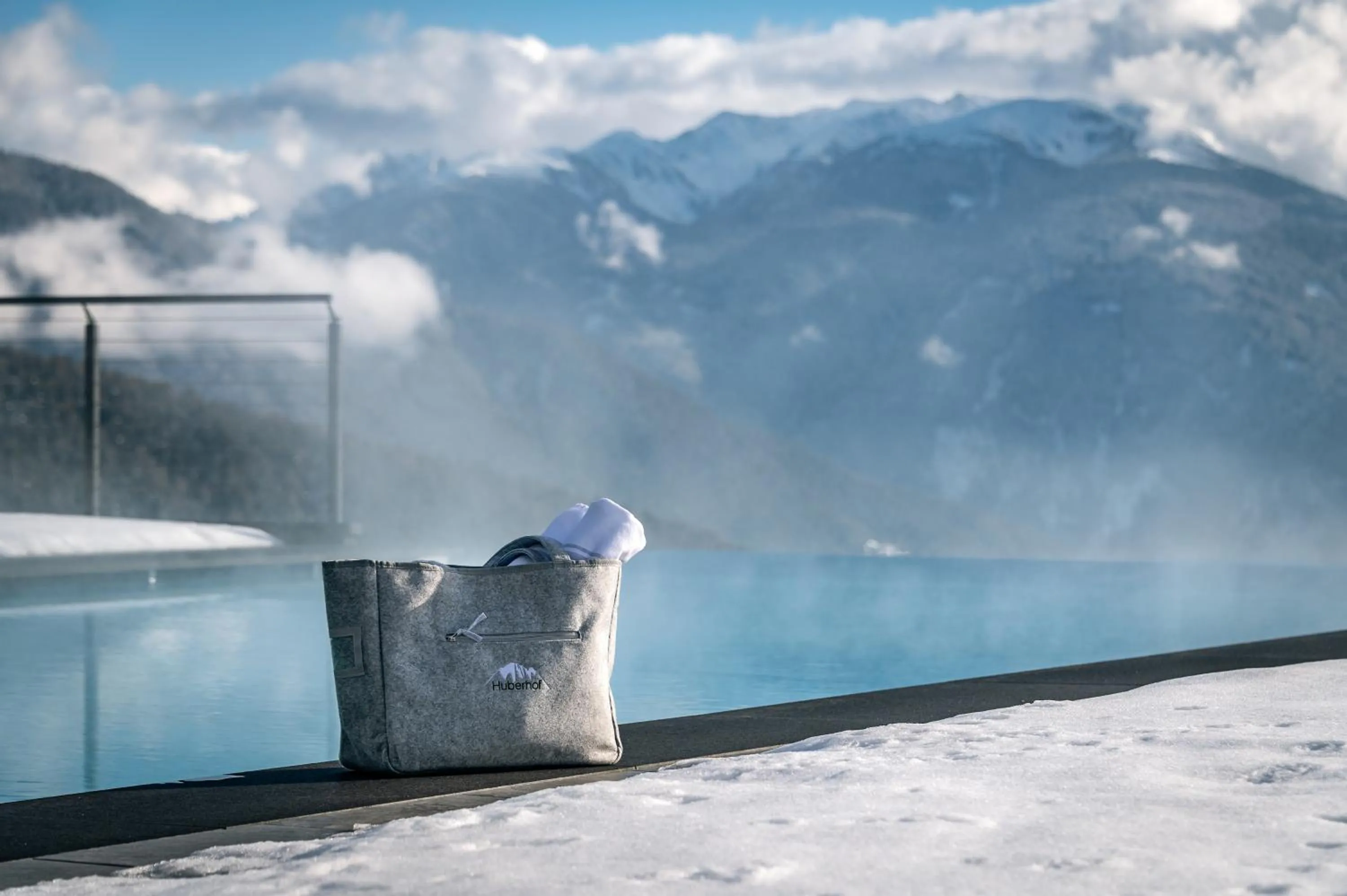 Pool view in Panoramahotel Huberhof