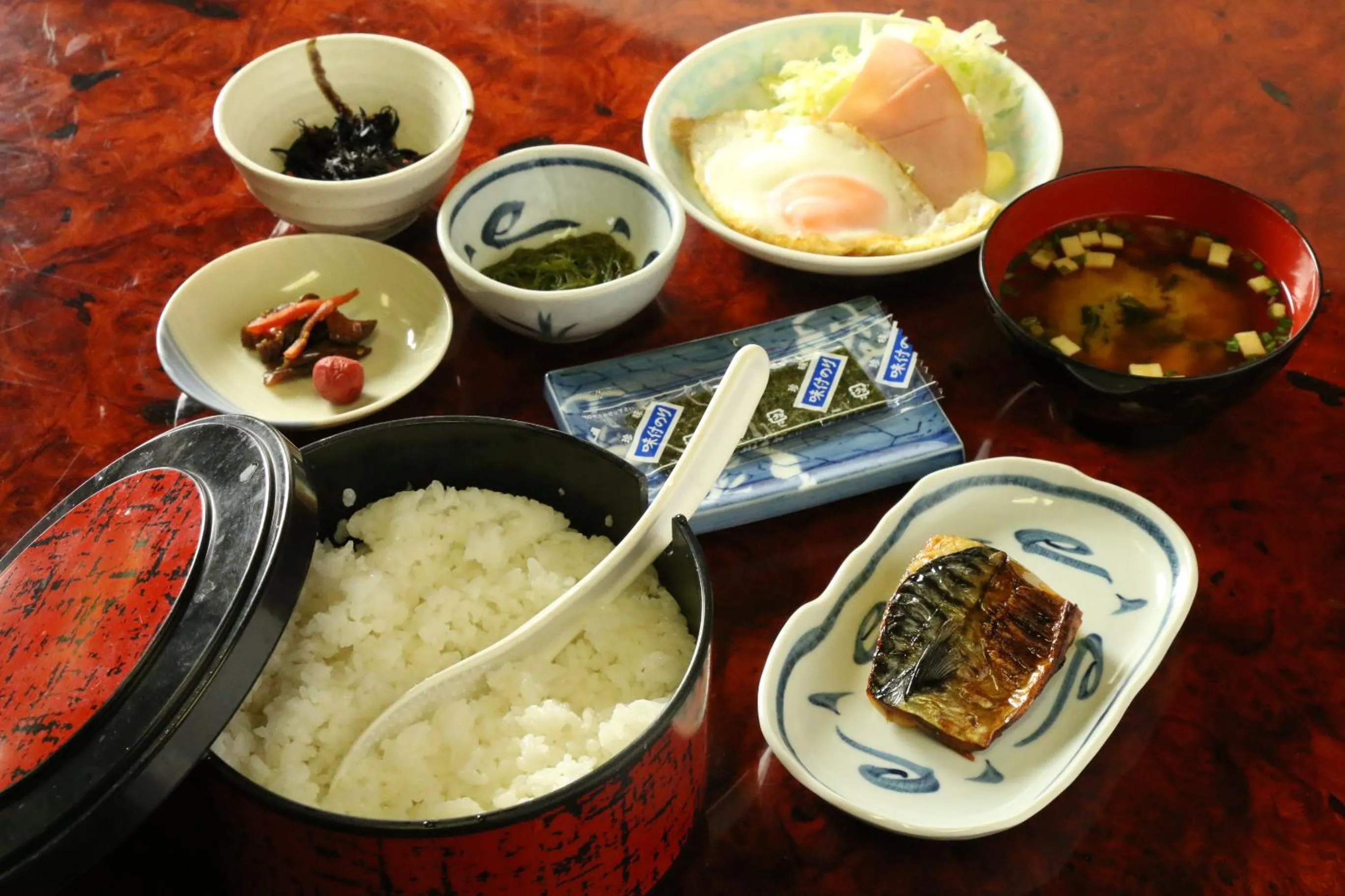 Asian breakfast in Minshuku Miyama
