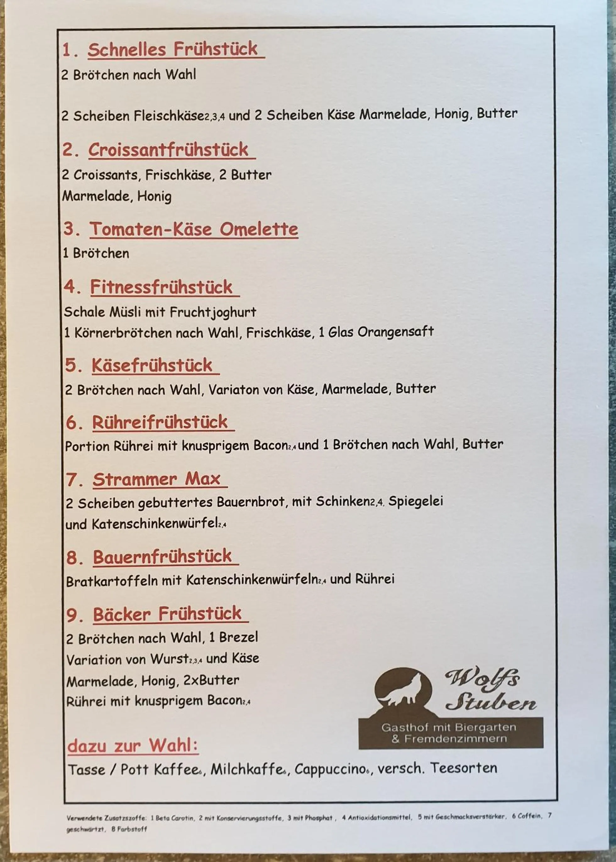 Breakfast in Gasthof Wolfs Stuben