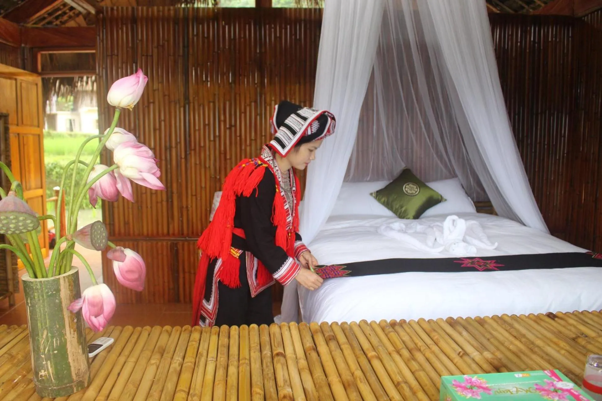 Bed in Hoang Su Phi Lodge