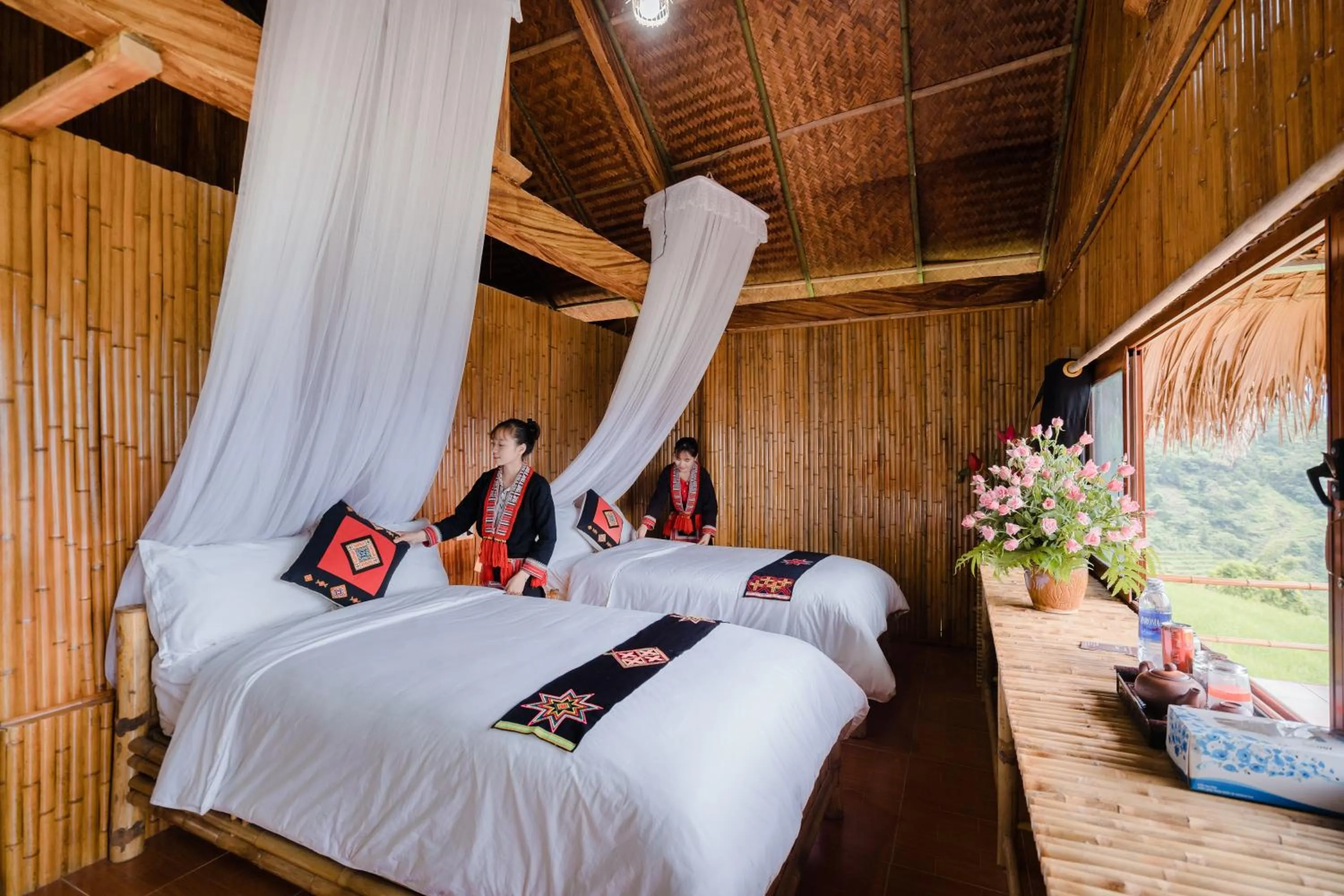 Bed in Hoang Su Phi Lodge