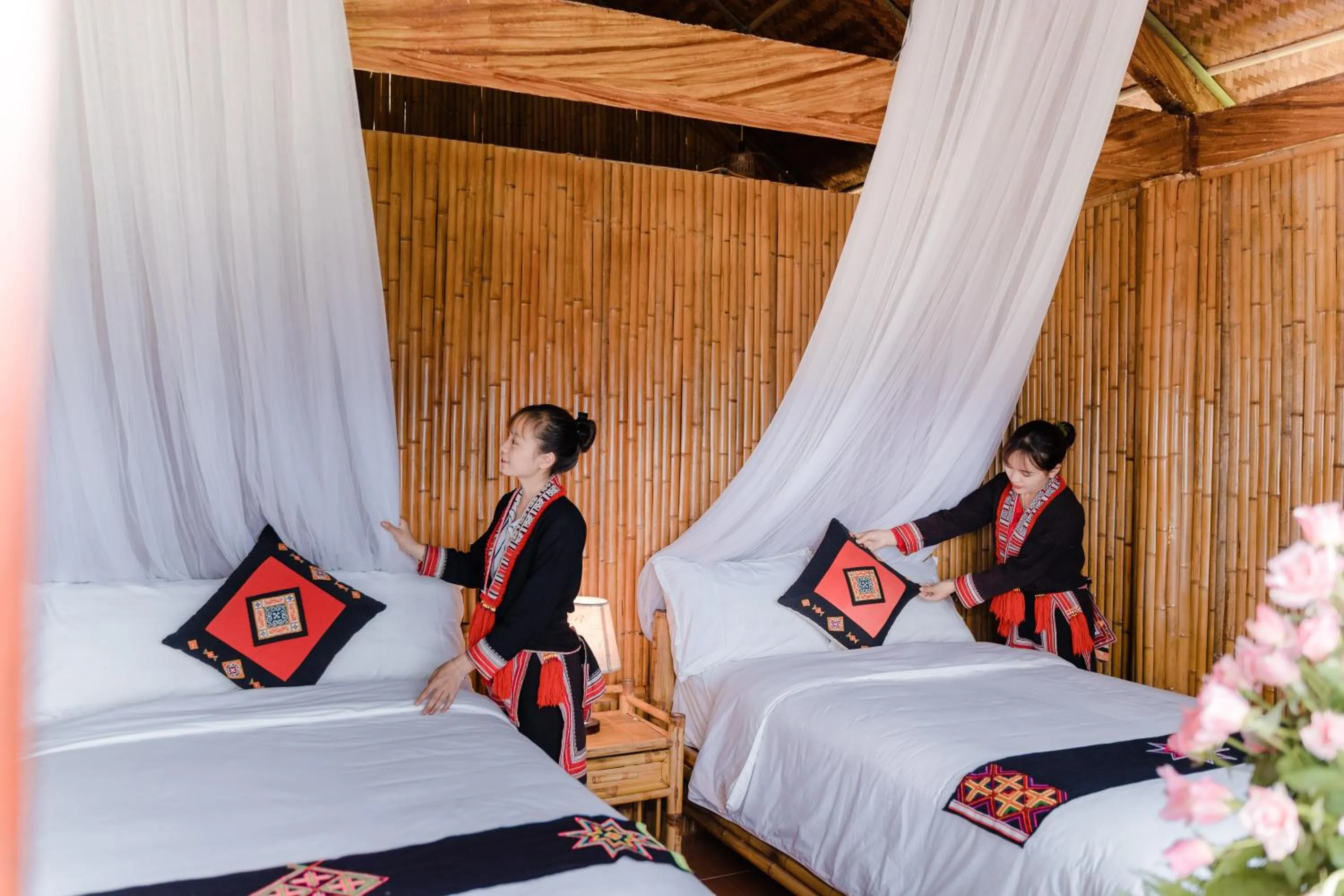 Bed in Hoang Su Phi Lodge