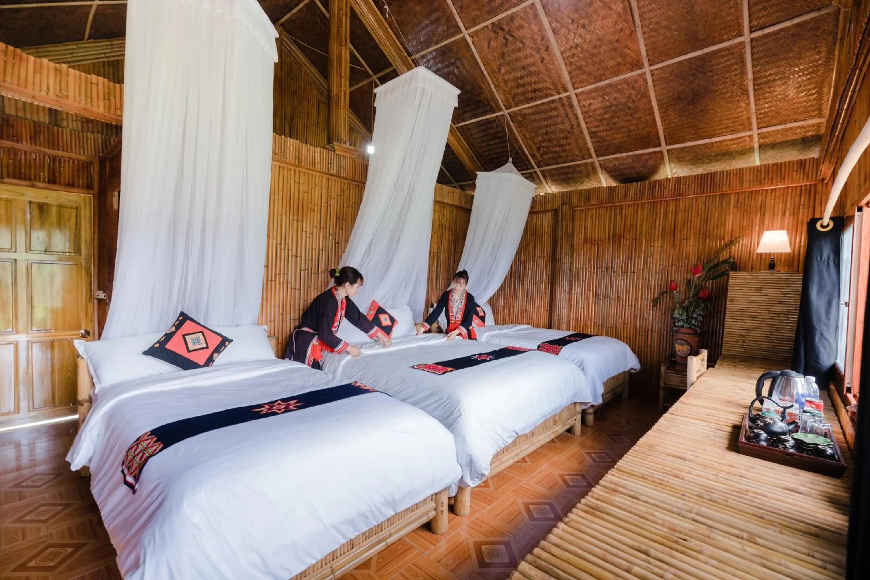 Bed in Hoang Su Phi Lodge