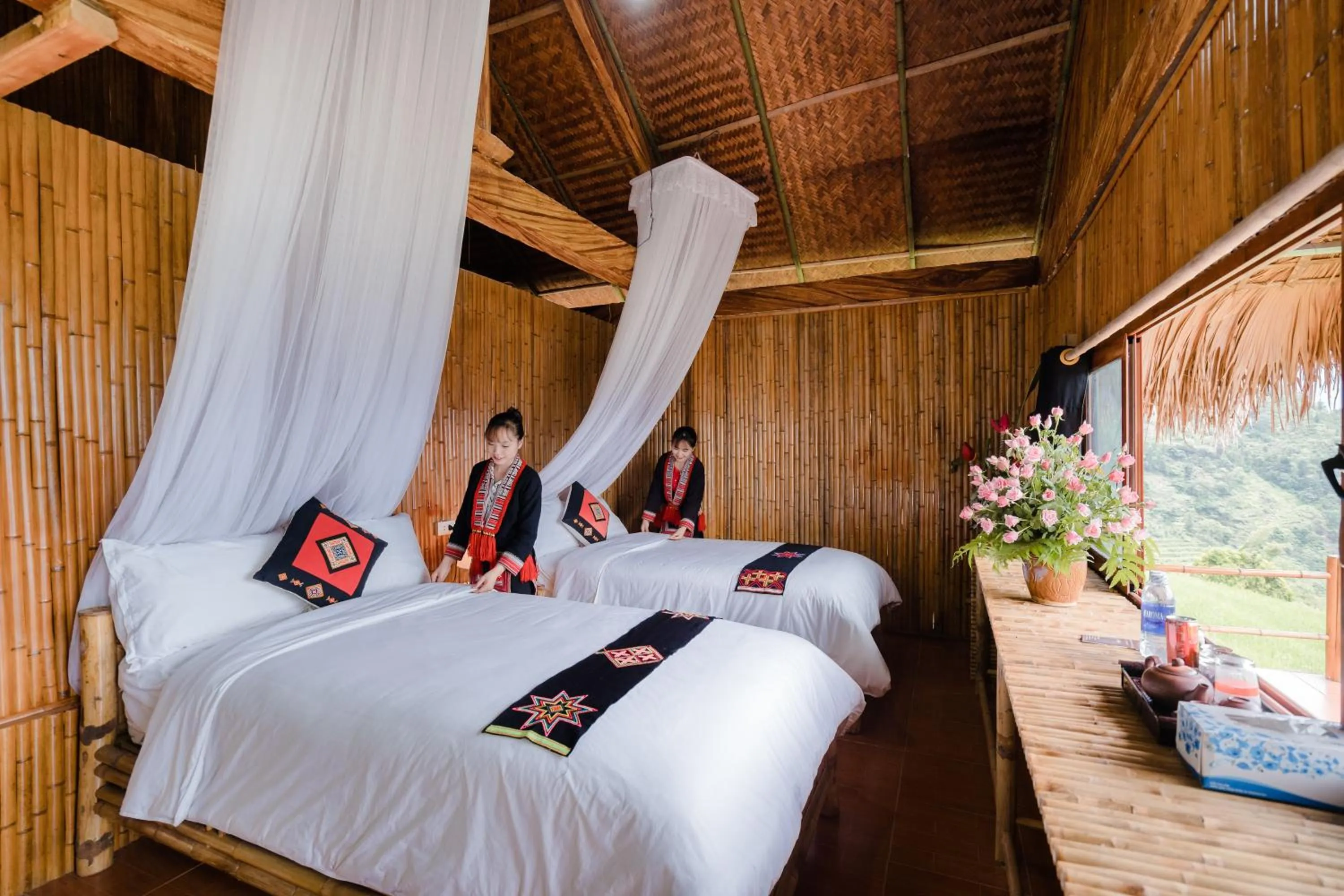 Bed in Hoang Su Phi Lodge