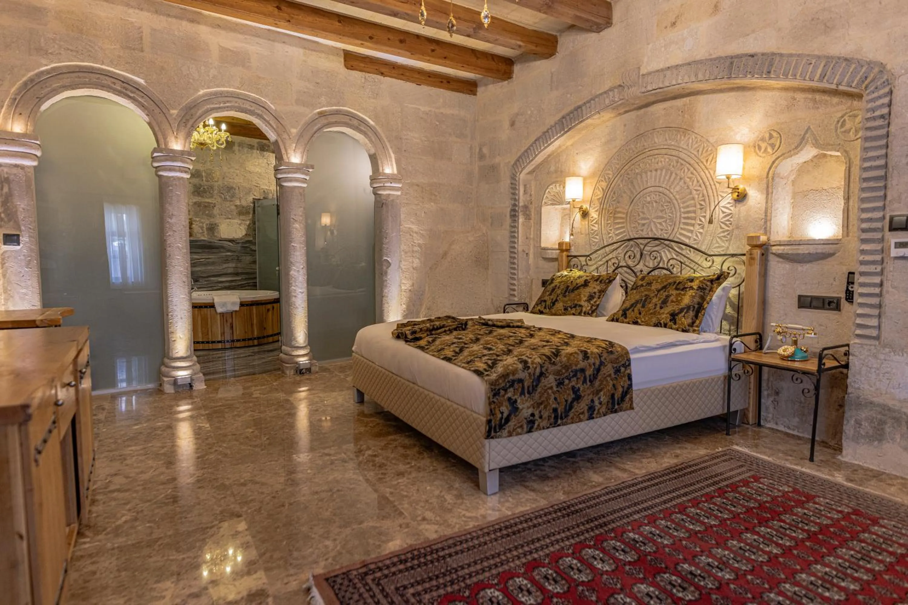 Bed in Göreme Cave Suites