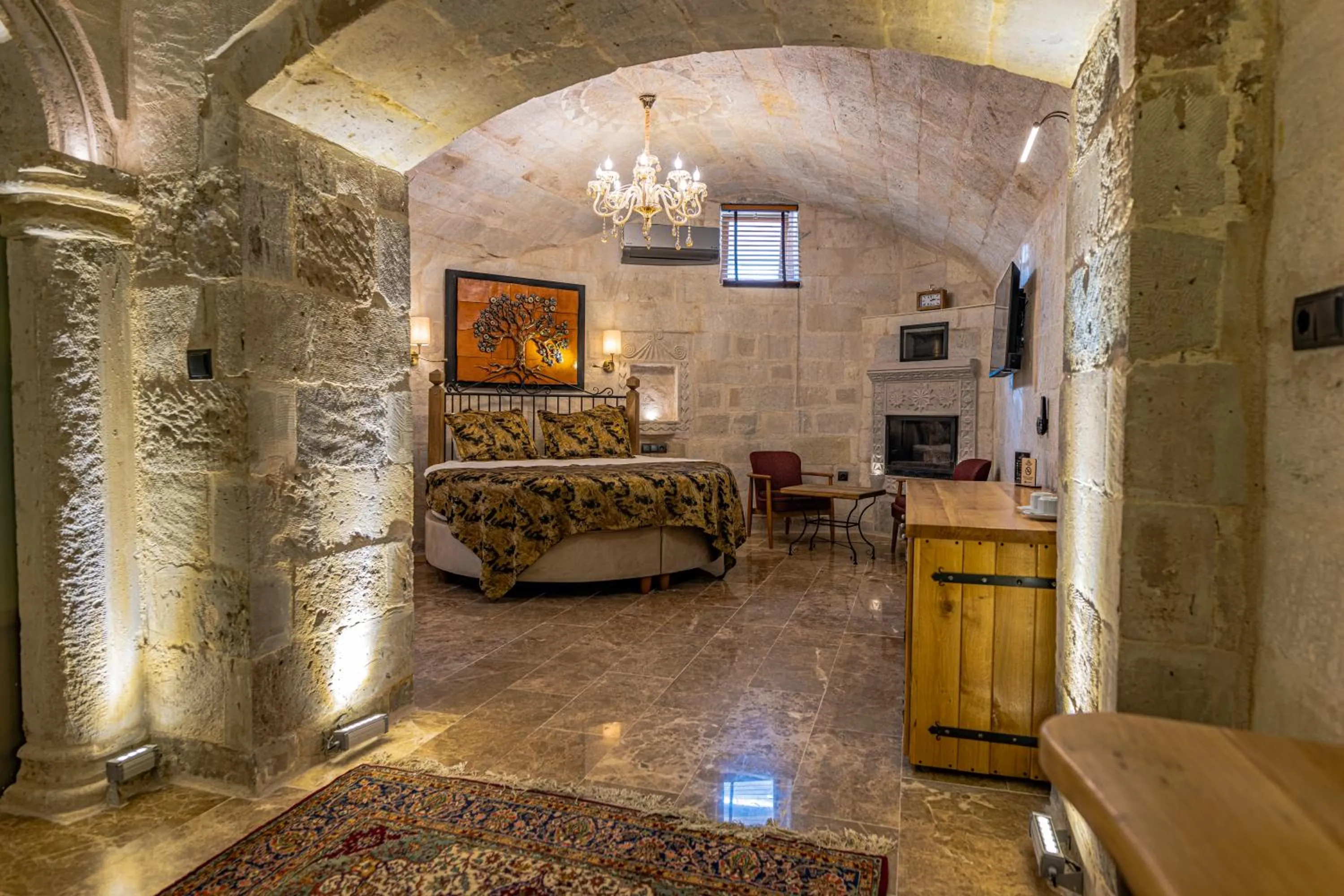 Bed in Göreme Cave Suites