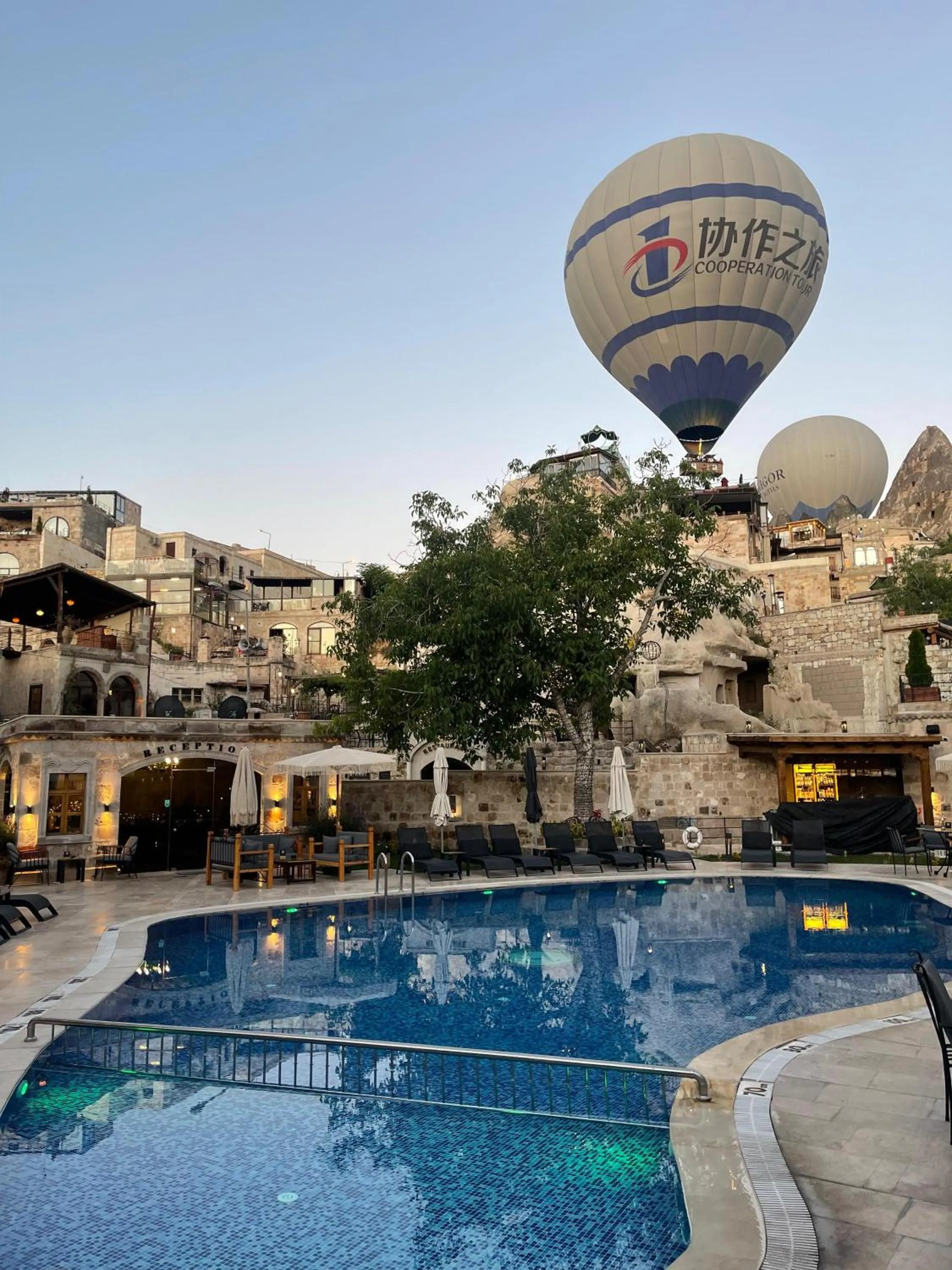 Inner courtyard view in Göreme Cave Suites