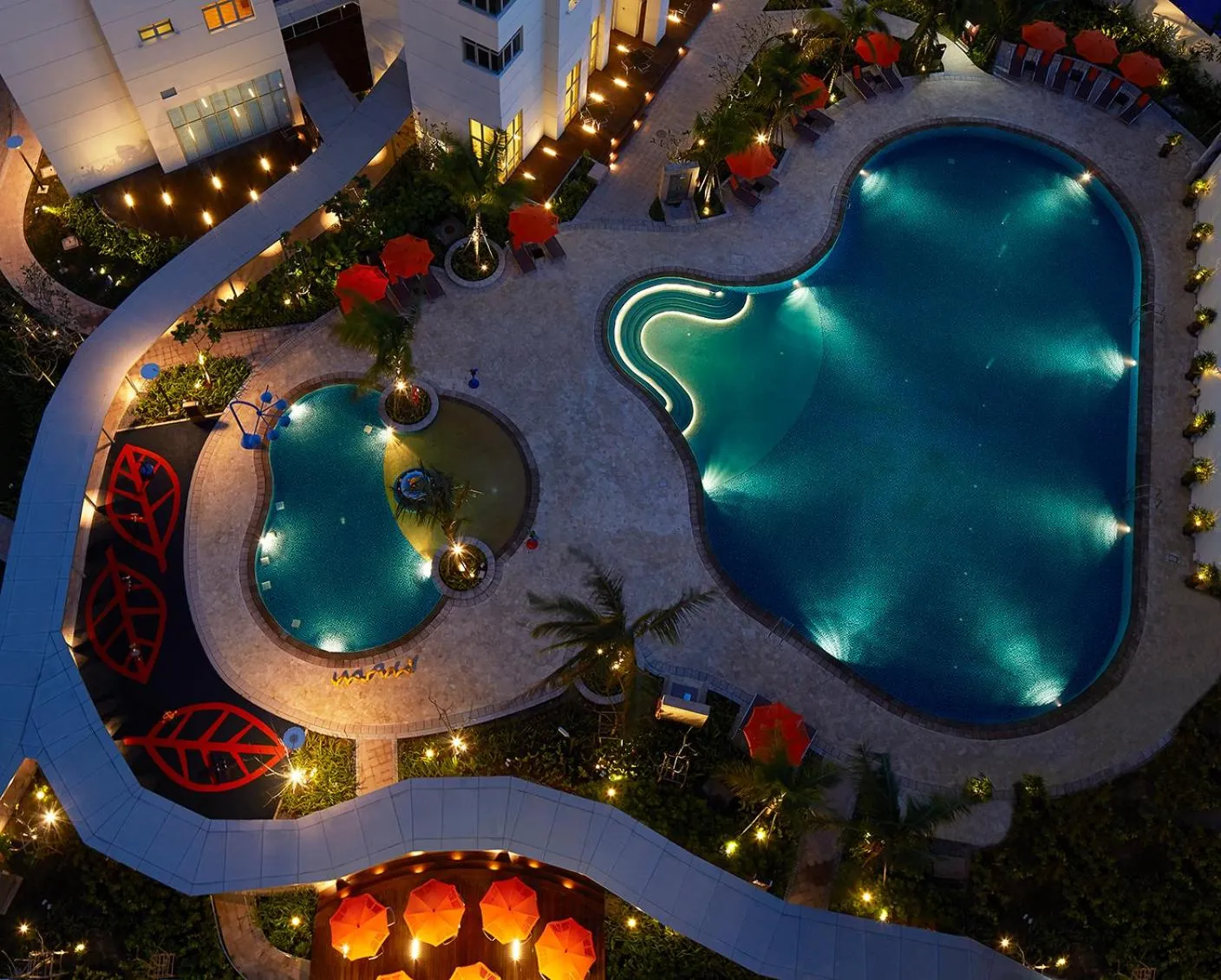 Pool view in Shangri-La Serviced Apartments, Yangon