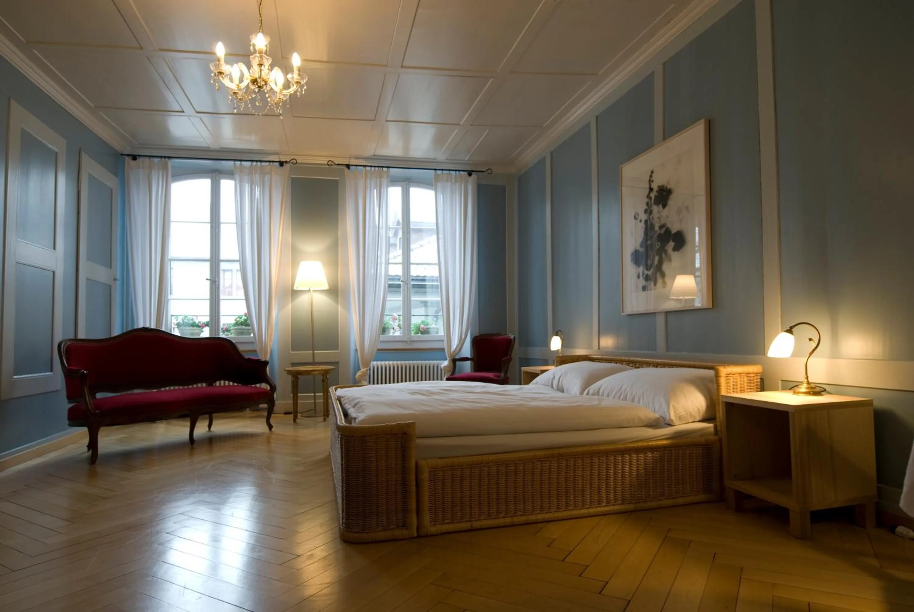 Bedroom, Bed in Hotel Restaurant Schwert Thun