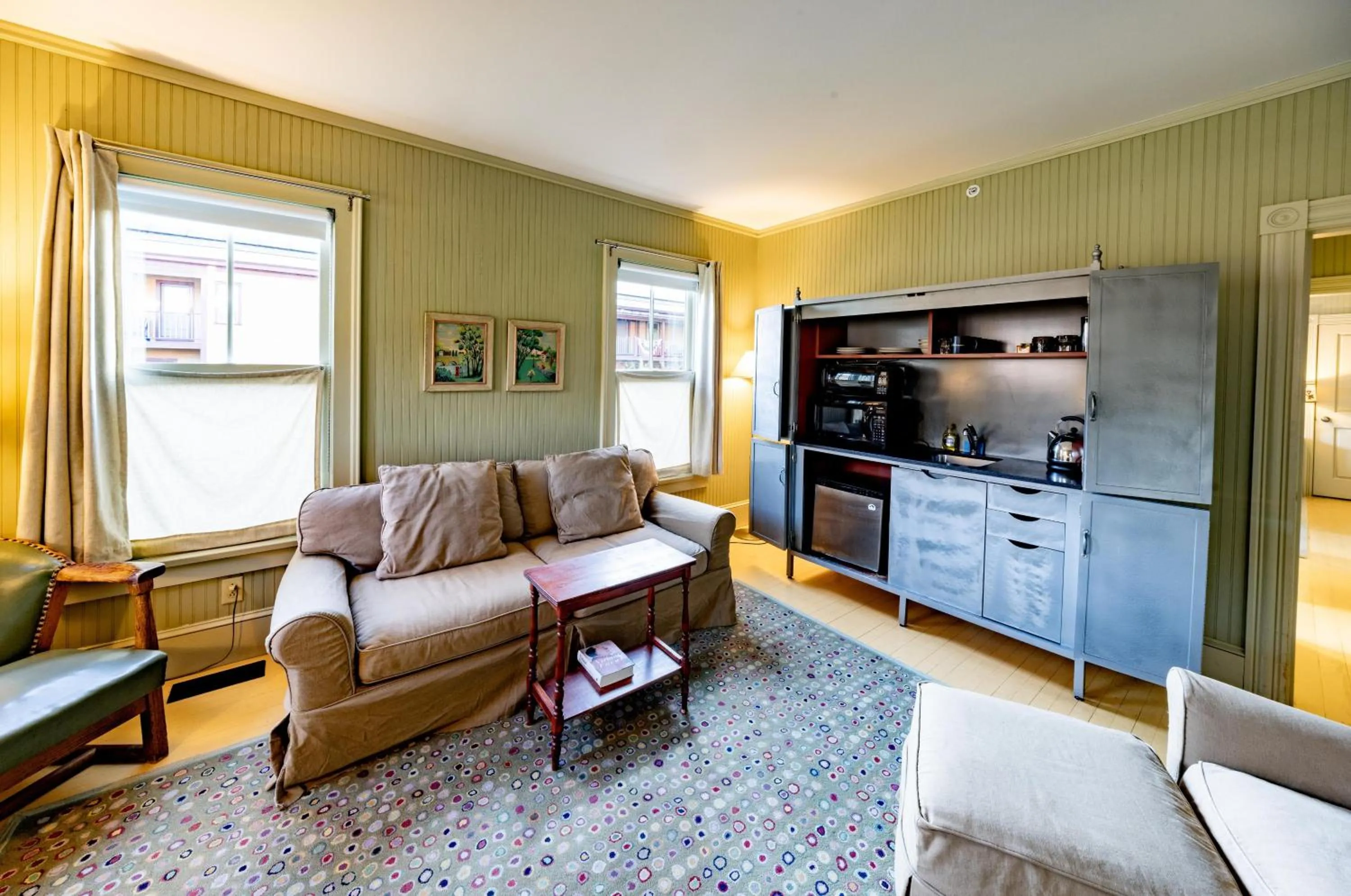 Seating area in The Porches Inn at Mass MoCA