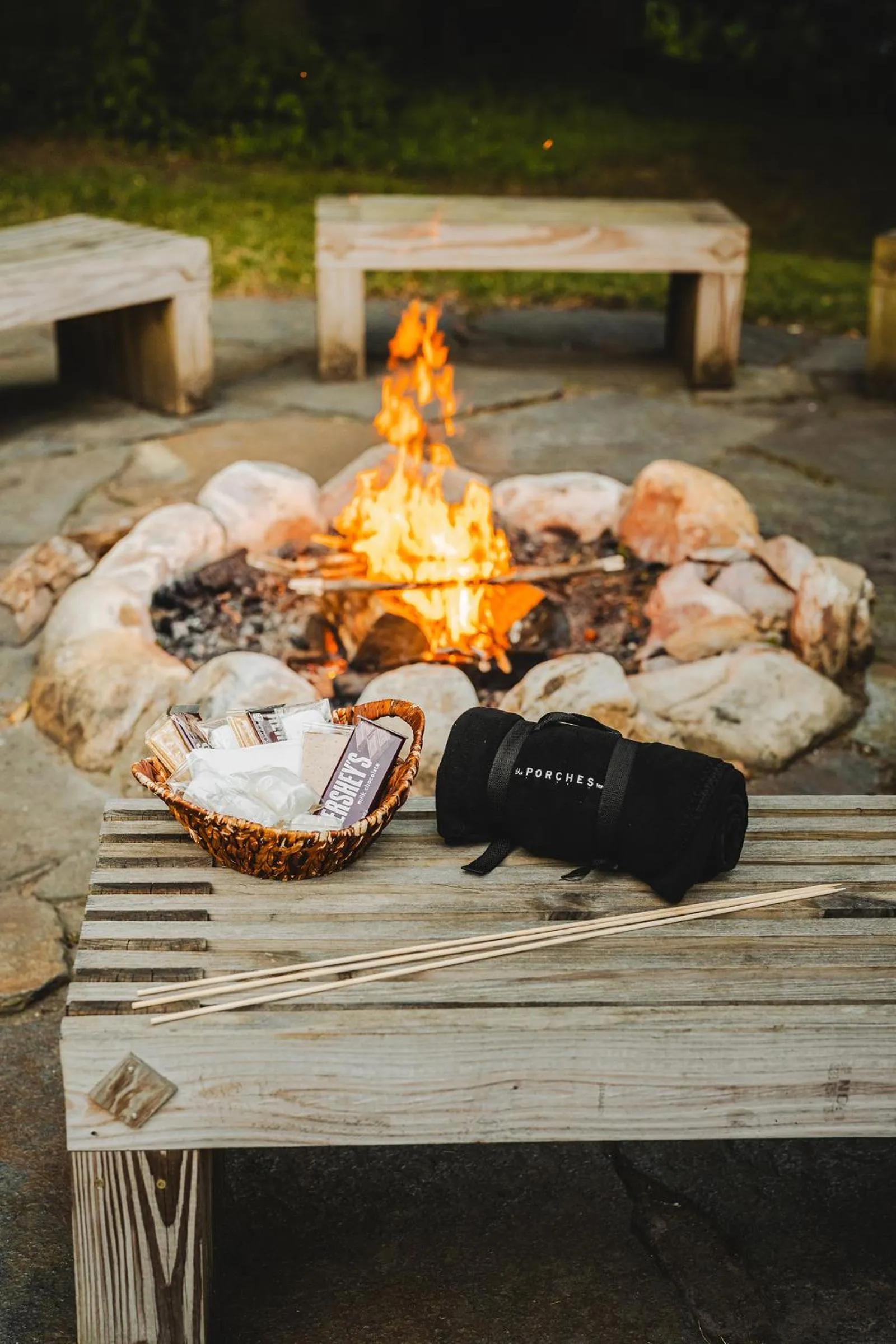 fireplace in The Porches Inn at Mass MoCA