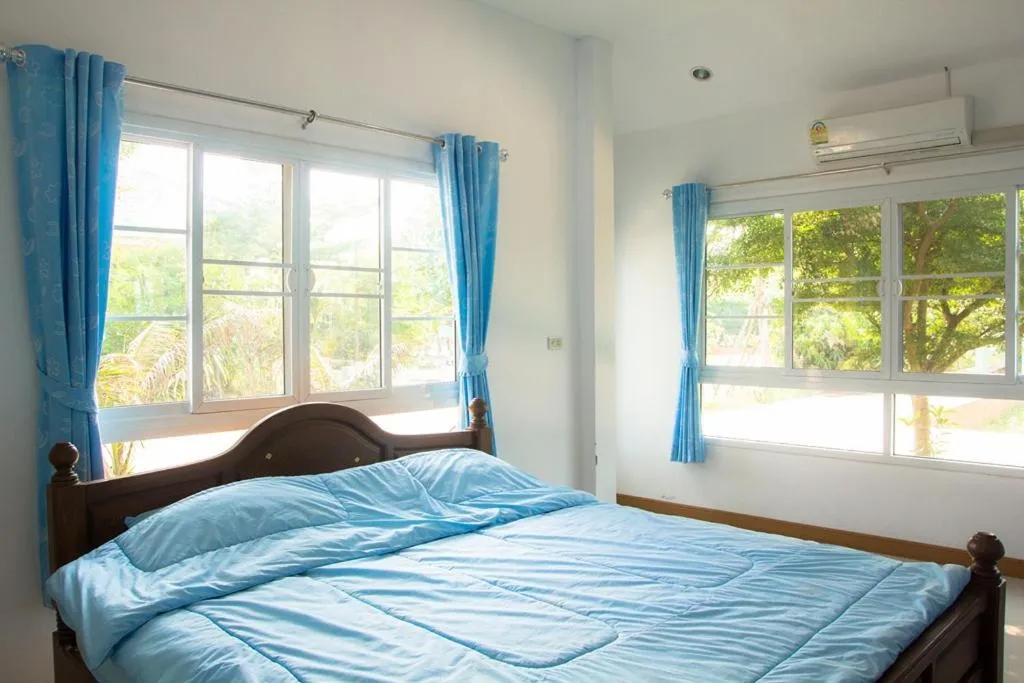 Bed in Blue Sky Villa Khao Yai