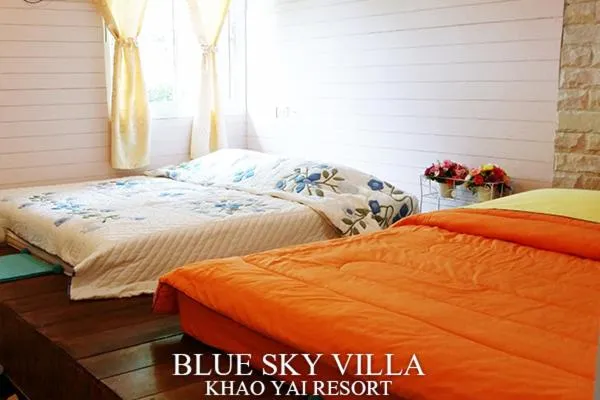 Bed in Blue Sky Villa Khao Yai