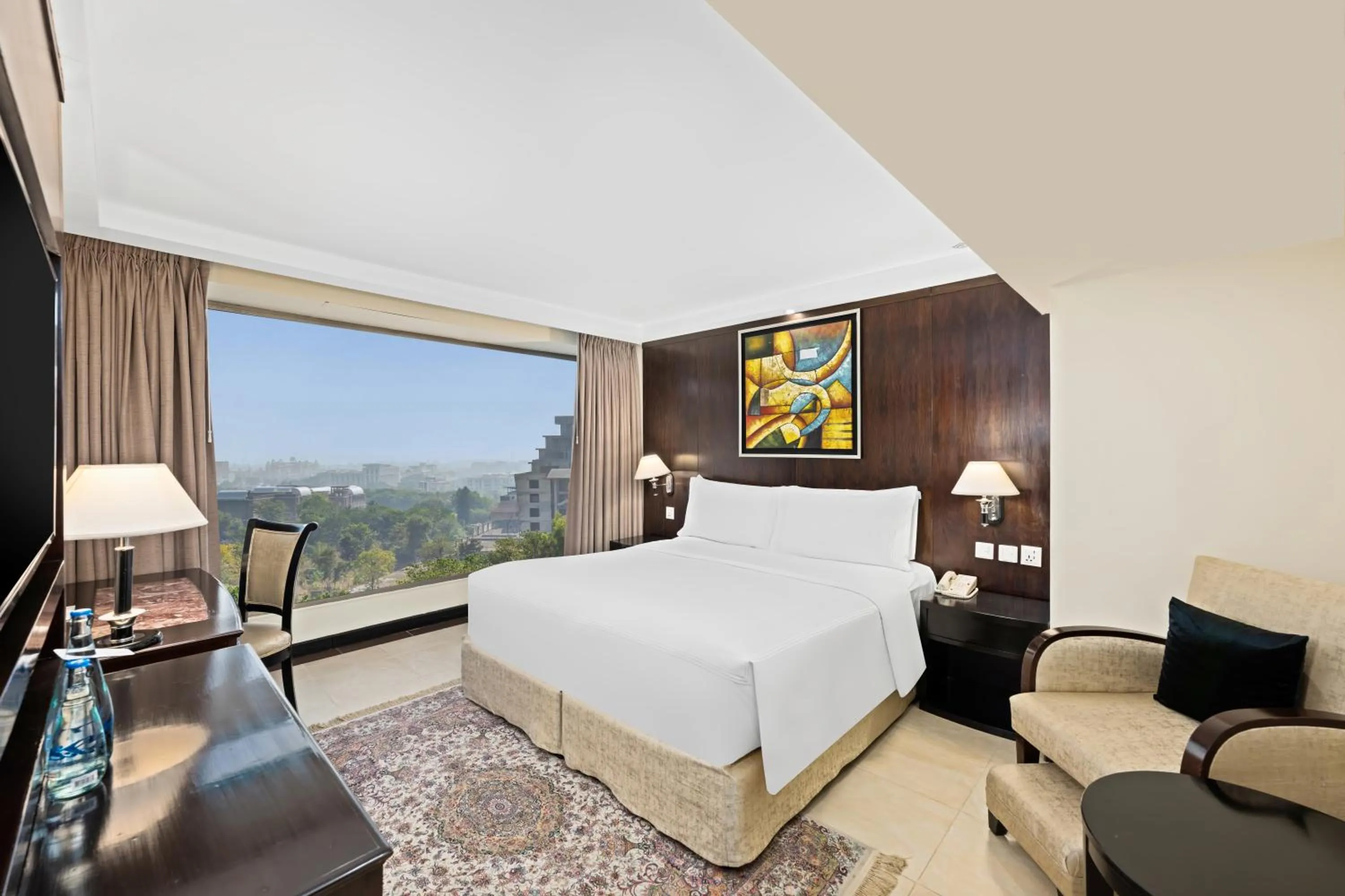 View (from property/room), Bed in Islamabad Marriott Hotel