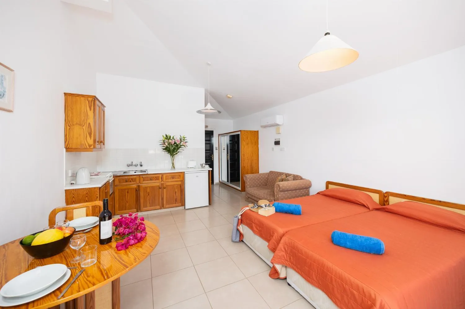 Bed in Tavros Hotel Apartments