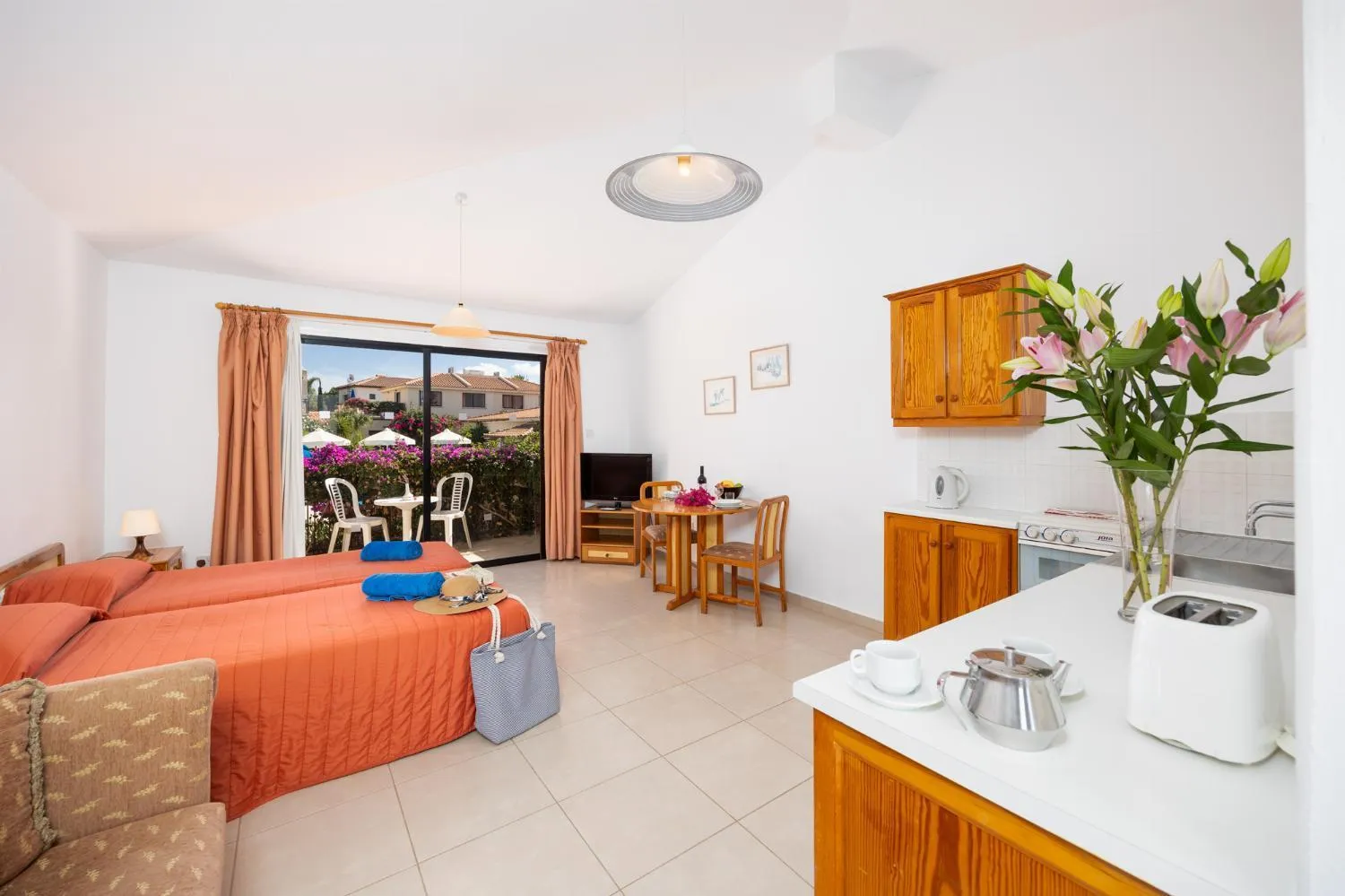 Bed in Tavros Hotel Apartments