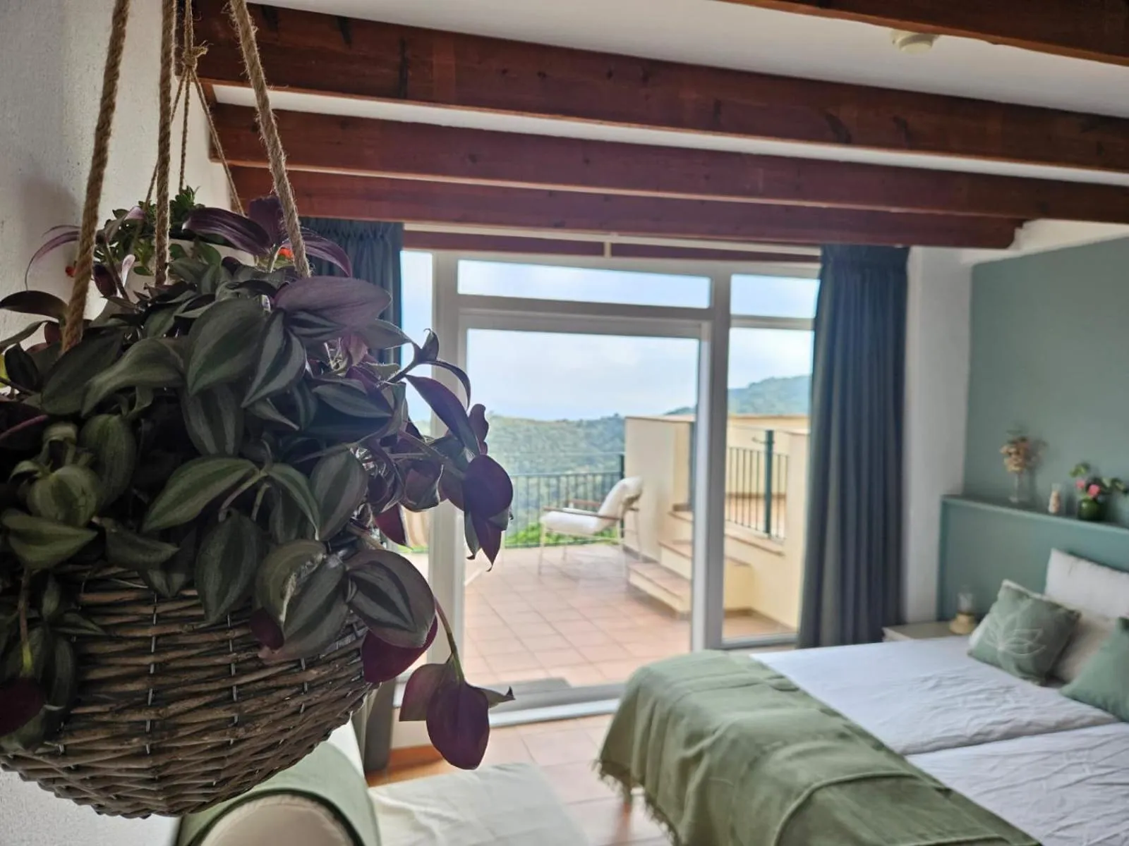 Decorative detail, Bed in La Roqueta Hotel