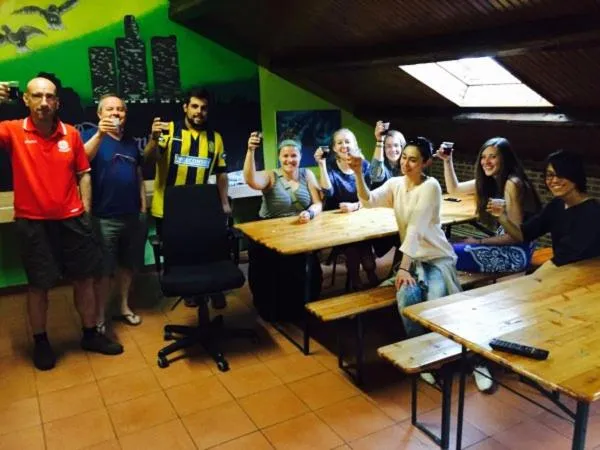 Communal kitchen in Hostel California