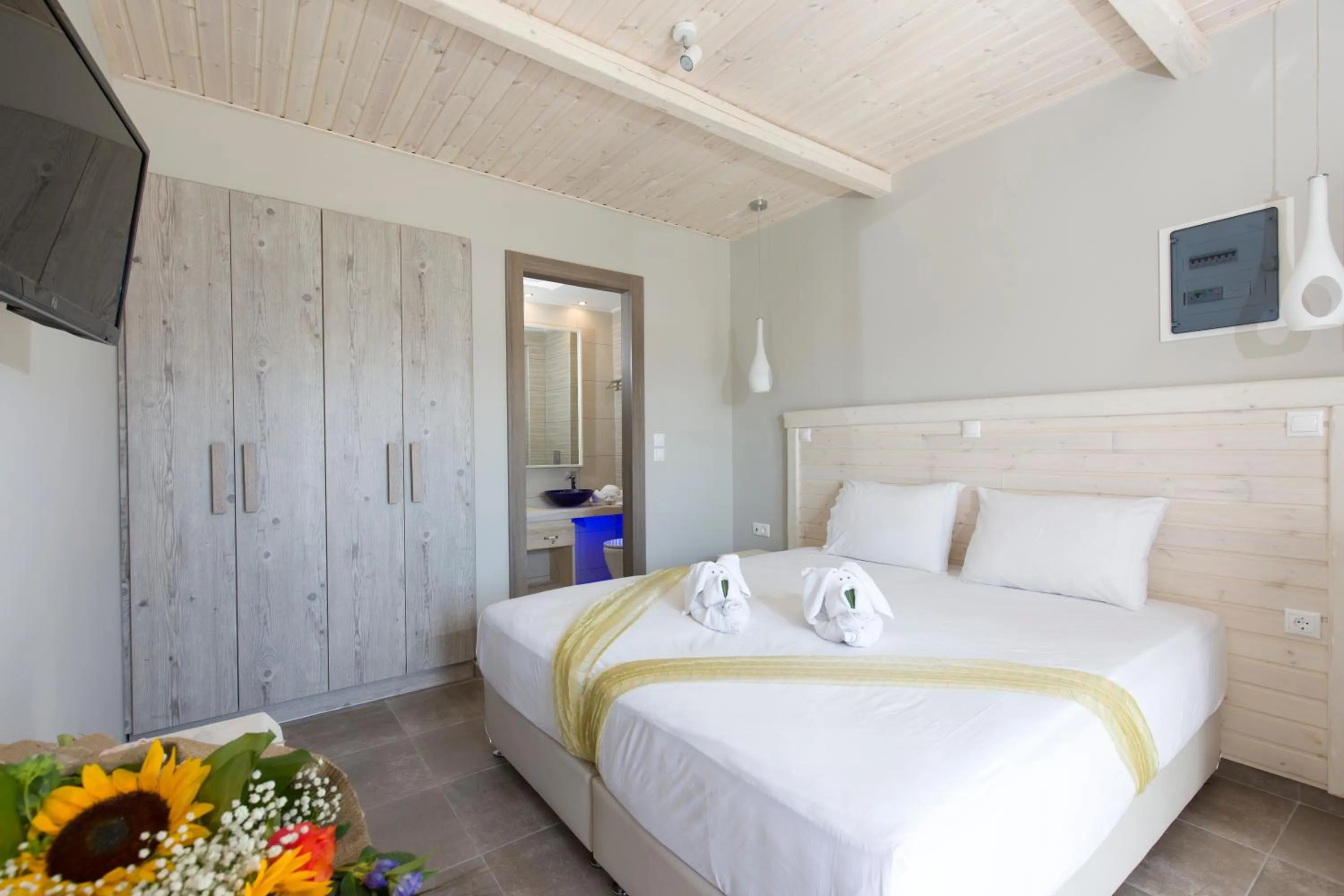 Bed in Anthemis Hotel Apartments