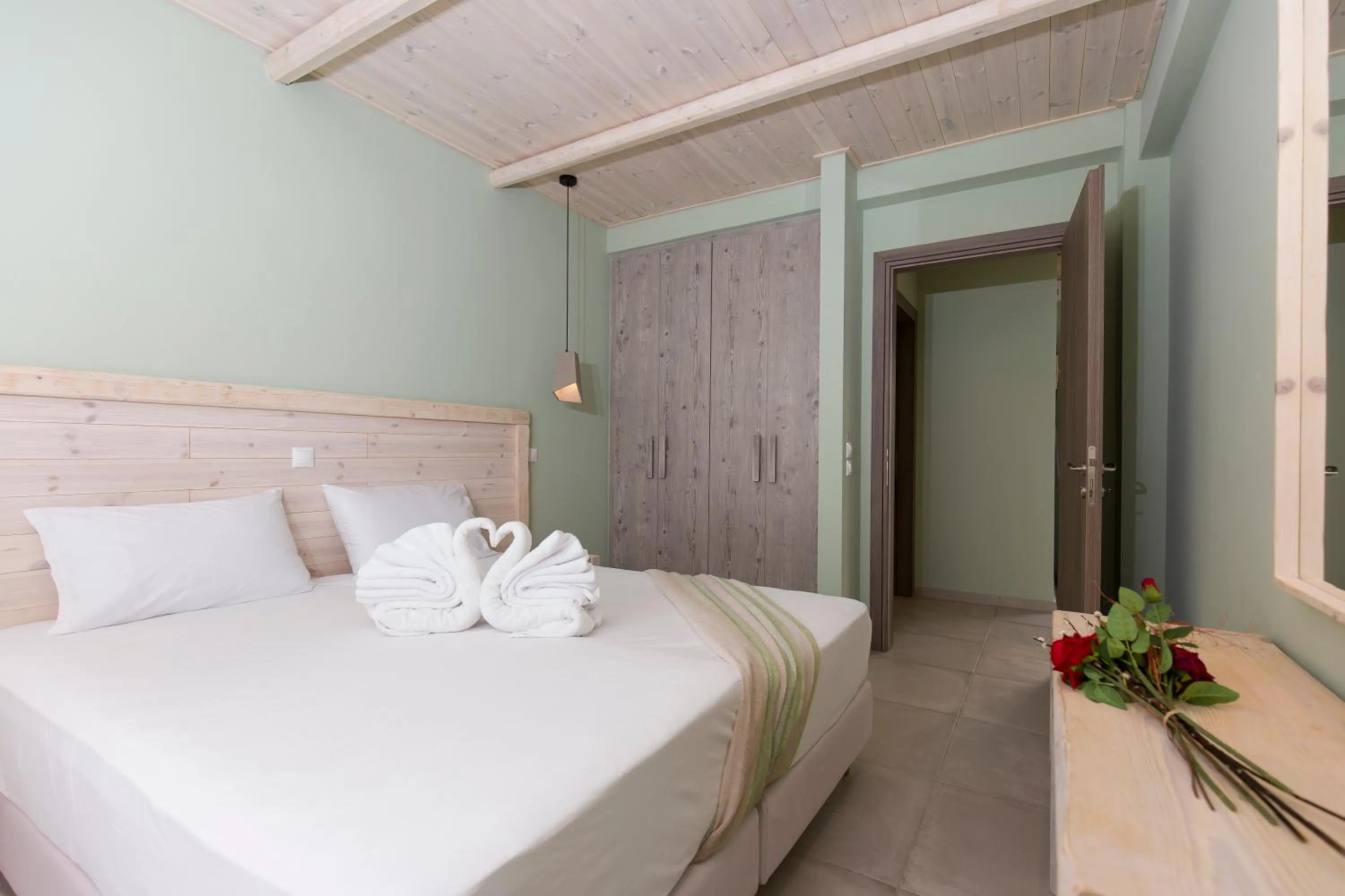 Bed in Anthemis Hotel Apartments