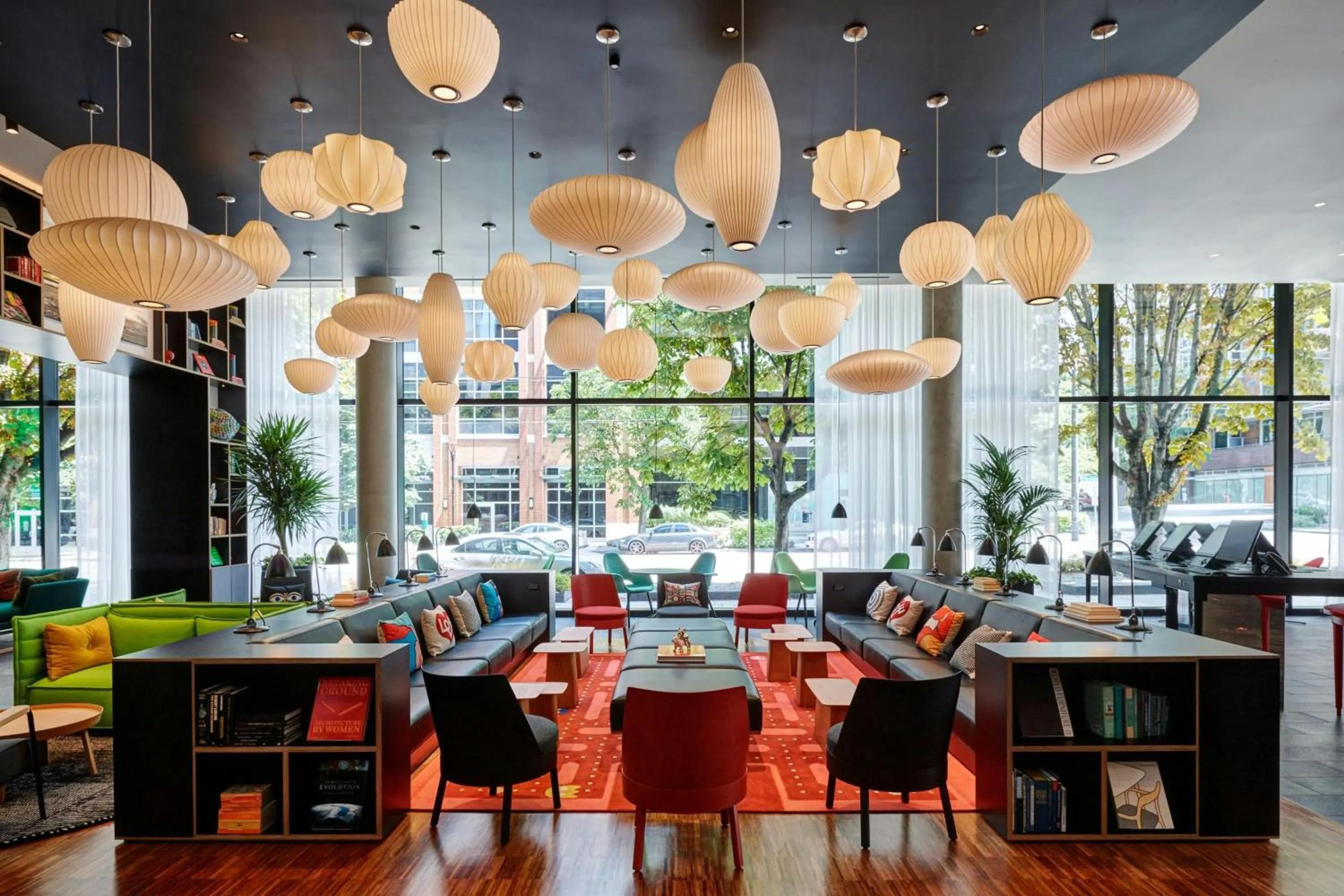 Lobby or reception in citizenM Seattle South Lake