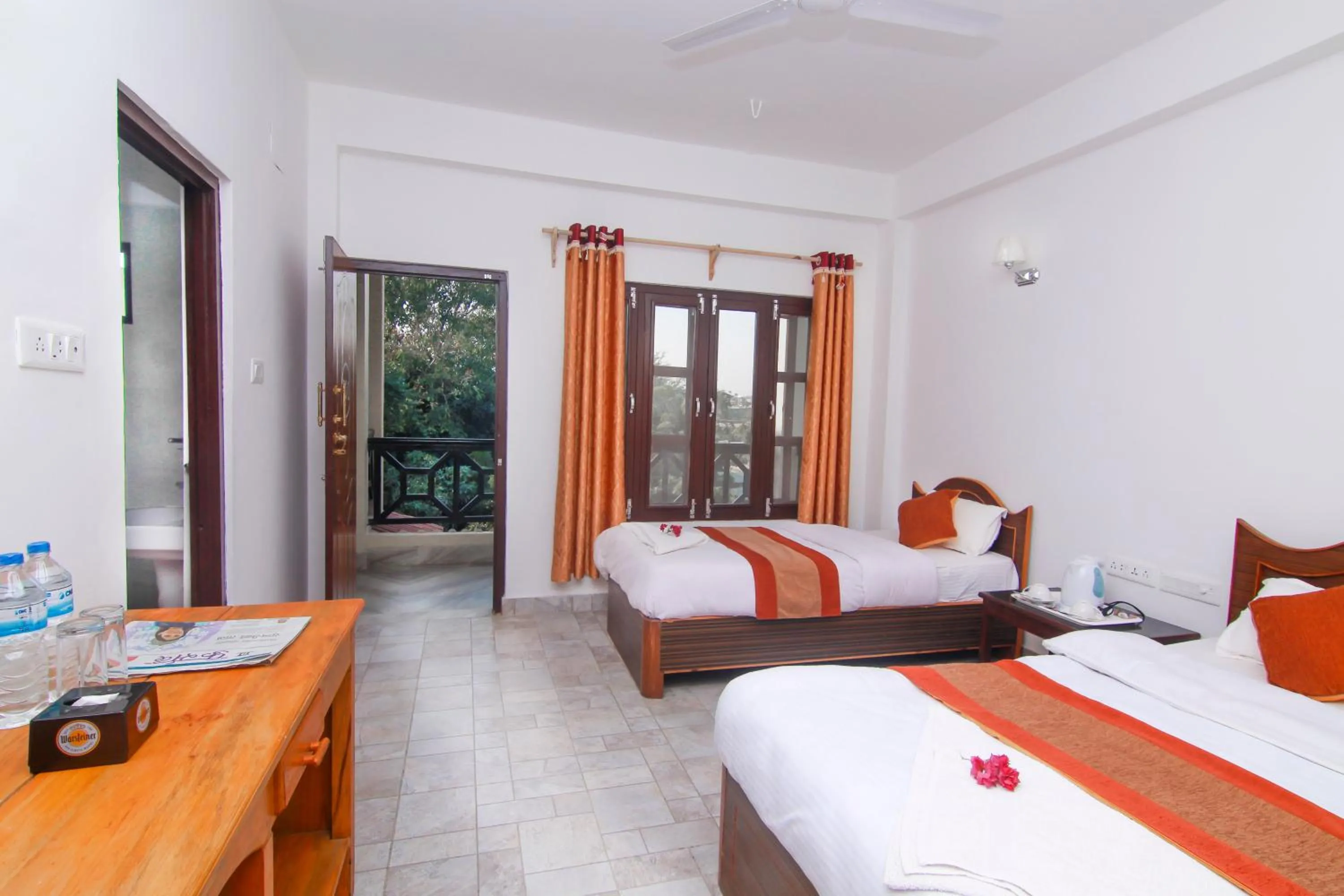 Bed in Hotel Chitwan Park Village