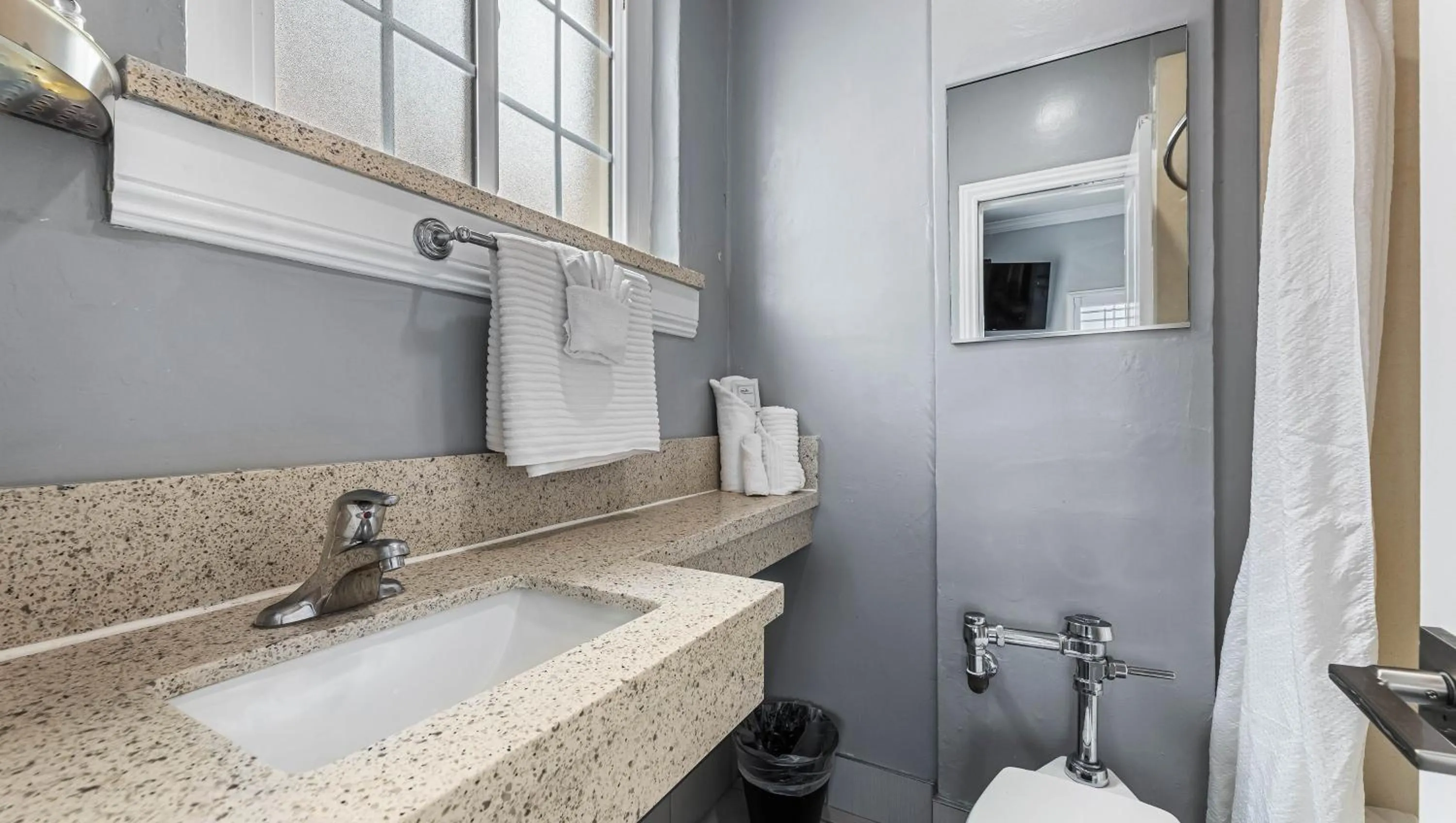 Bathroom in Greenleaf Hotel Long Beach Convention Center