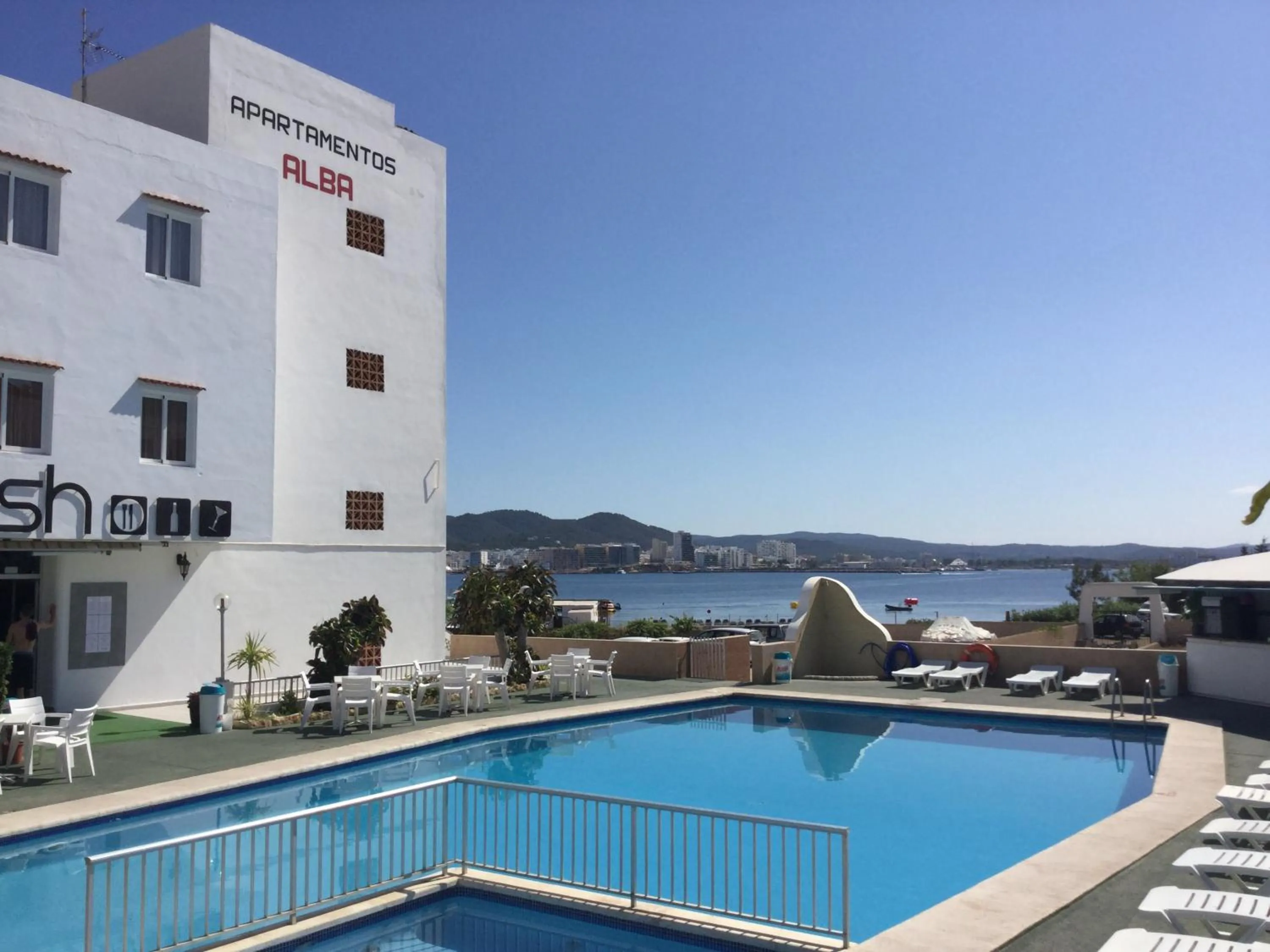 Pool view in Apartamentos Alba