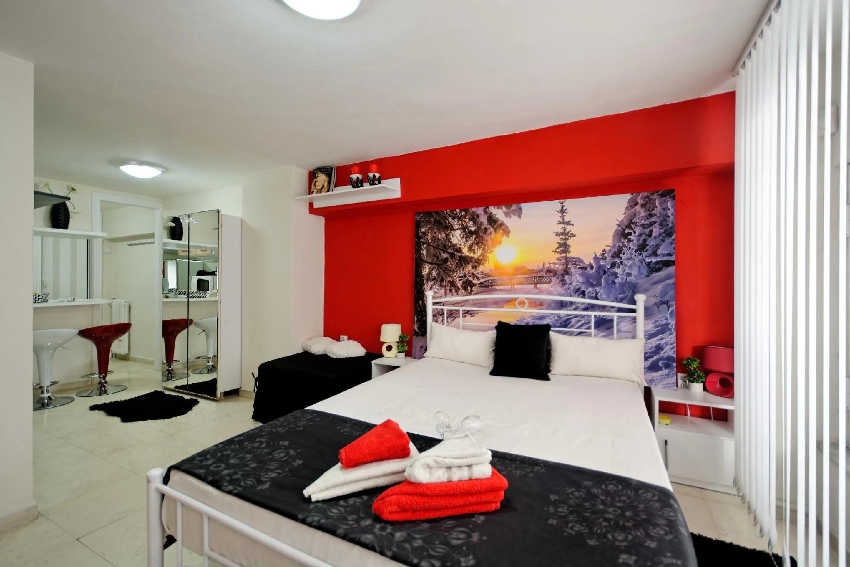 Bed in Santorini Style in Athens, Greece