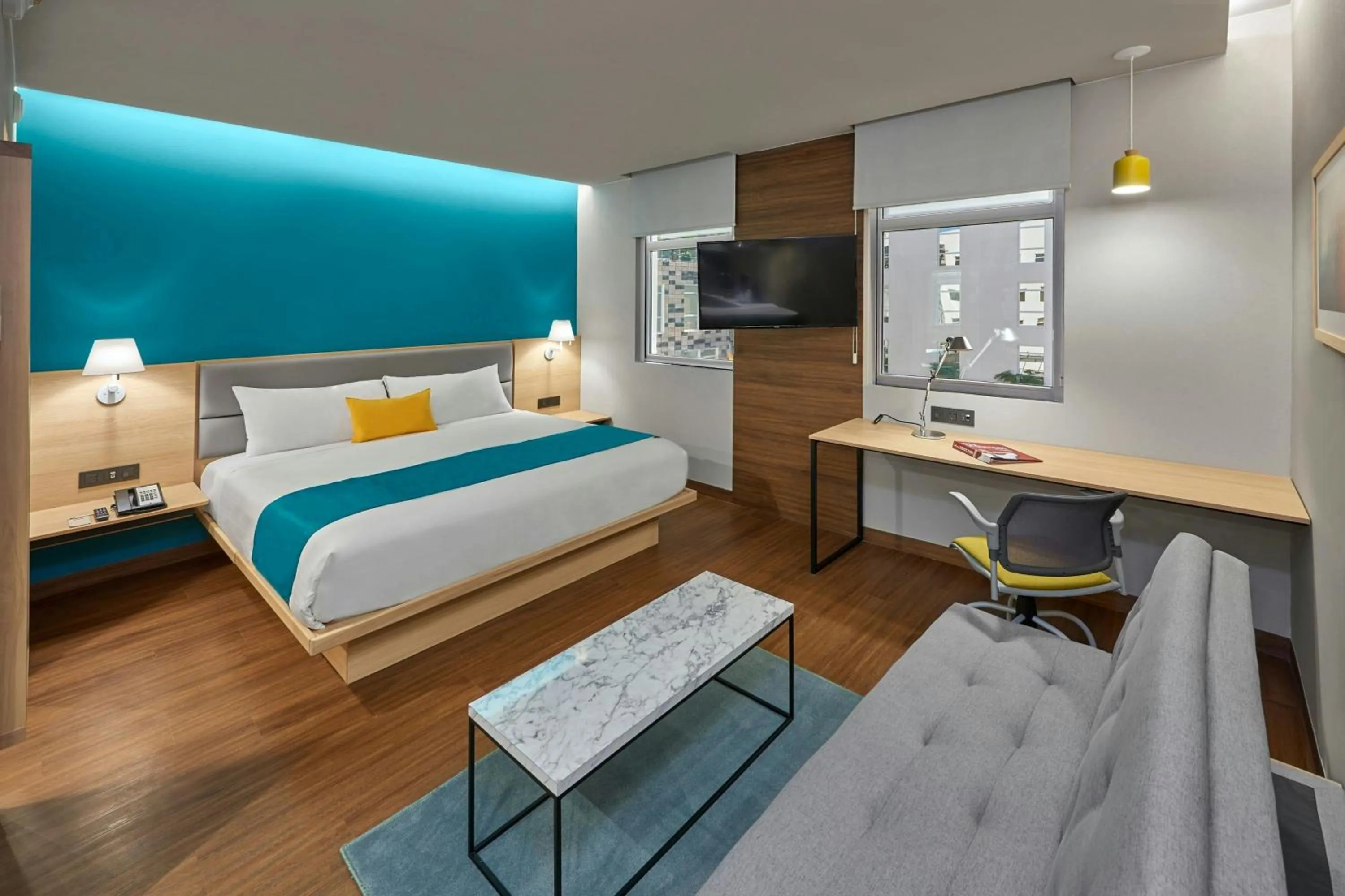 Bedroom, Bed in City Express Plus by Marriott Cancun Aeropuerto Riviera