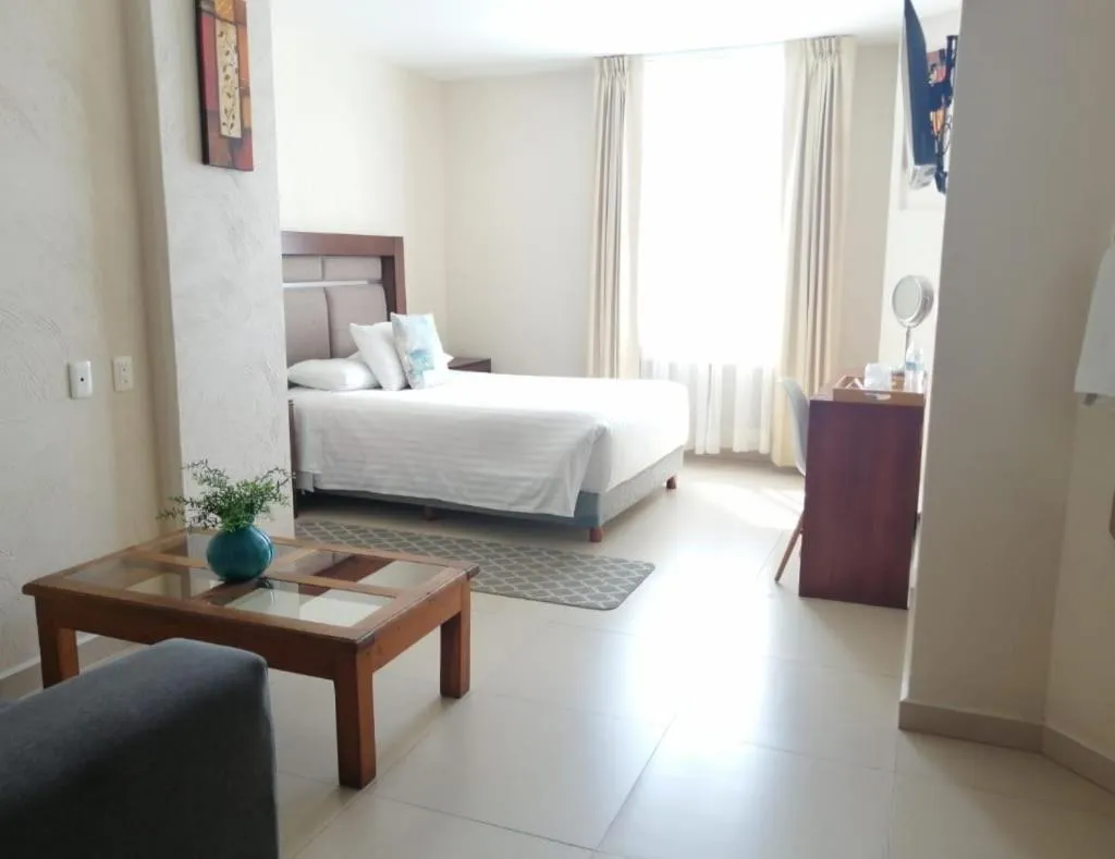 Bed in Hotel Mirante Tlaxcala