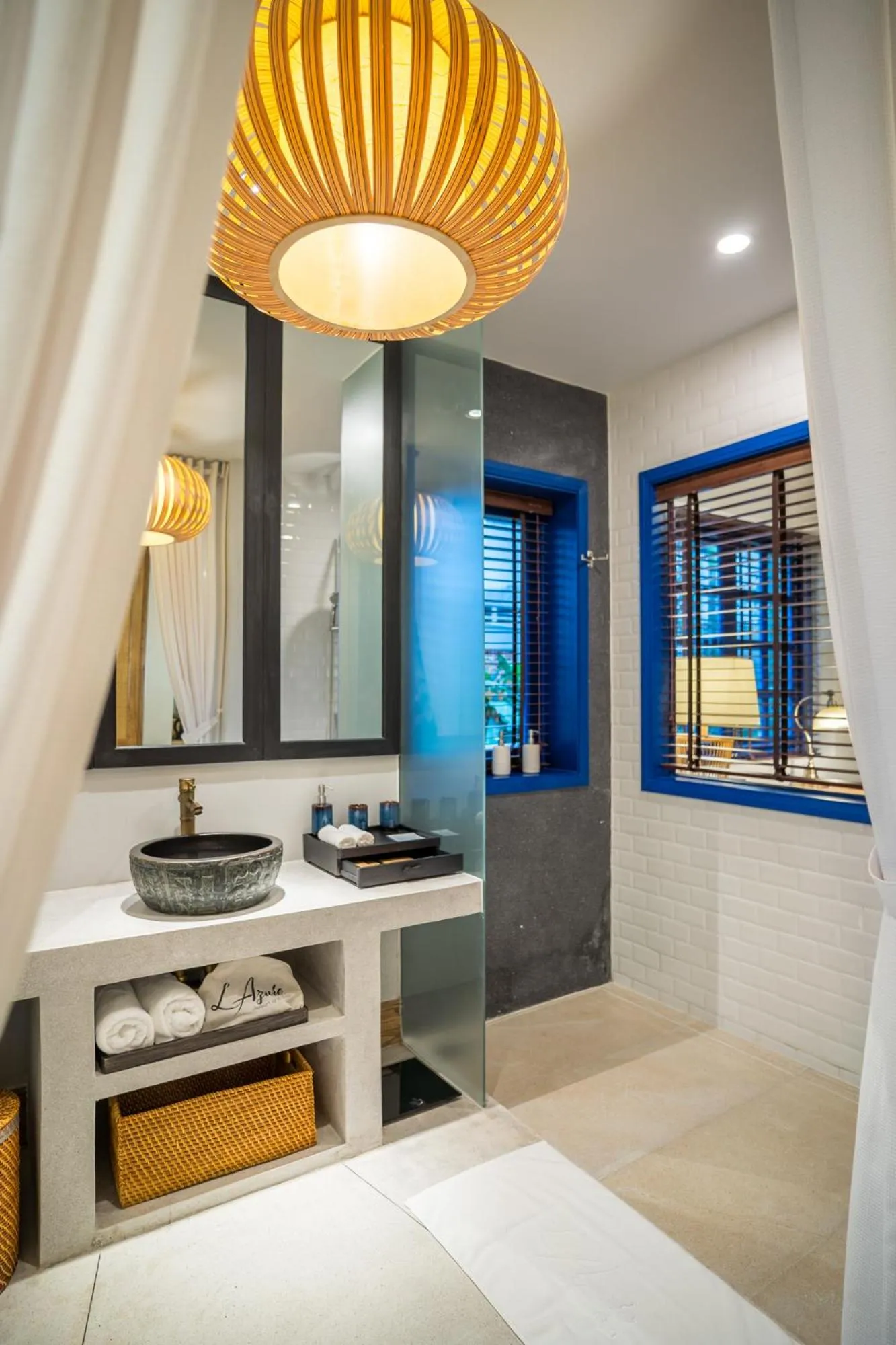 Bathroom, Bed in L'Azure Resort and Spa