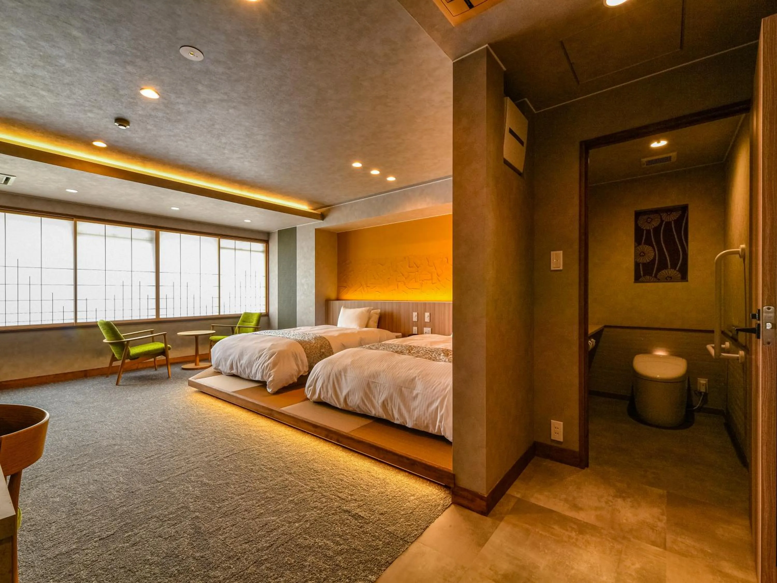 Toilet, Bed in Hokuriku Fukui Awara Onsen Mimatsu