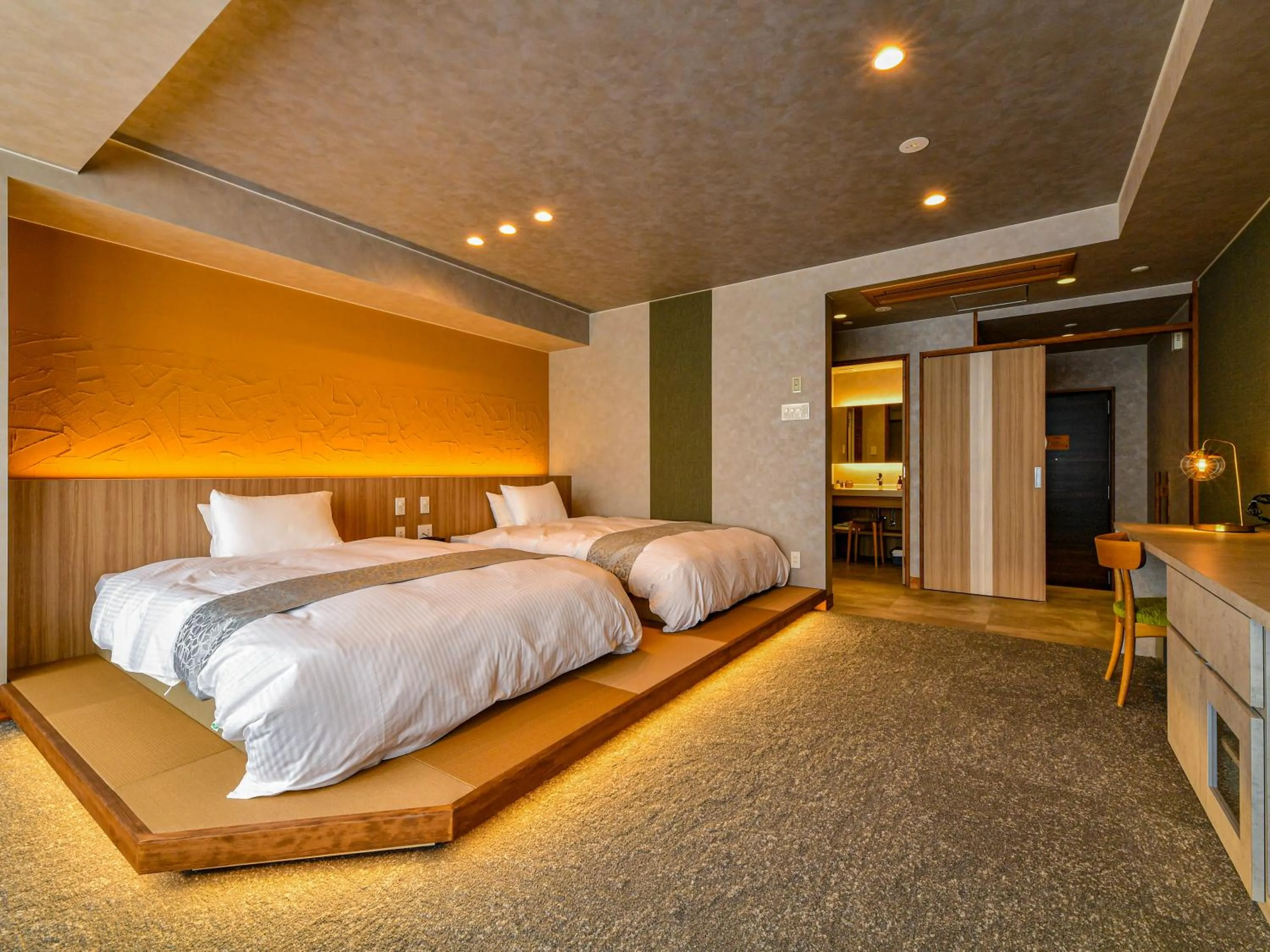 Bed in Hokuriku Fukui Awara Onsen Mimatsu