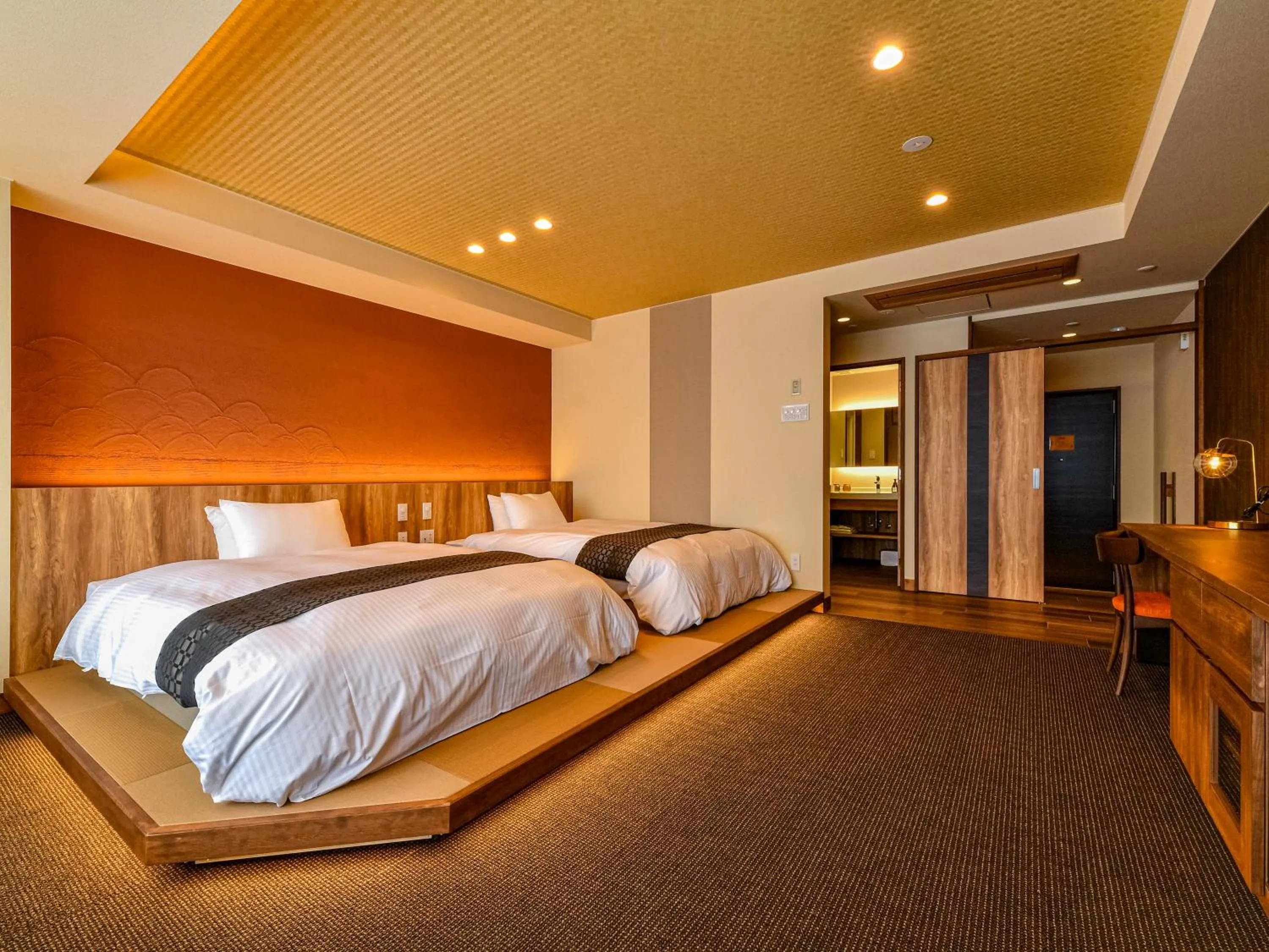 Bed in Hokuriku Fukui Awara Onsen Mimatsu