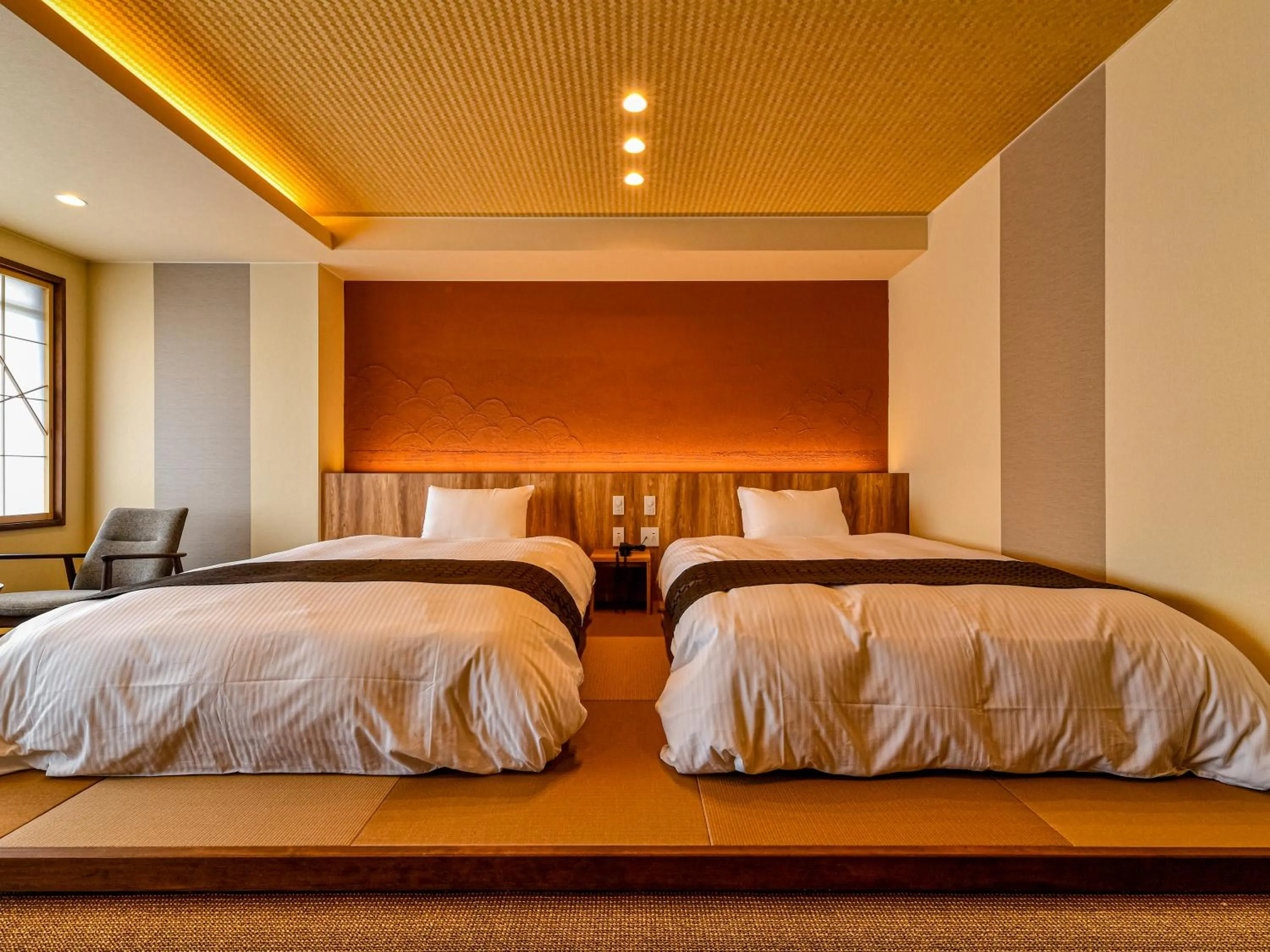 Bed in Hokuriku Fukui Awara Onsen Mimatsu