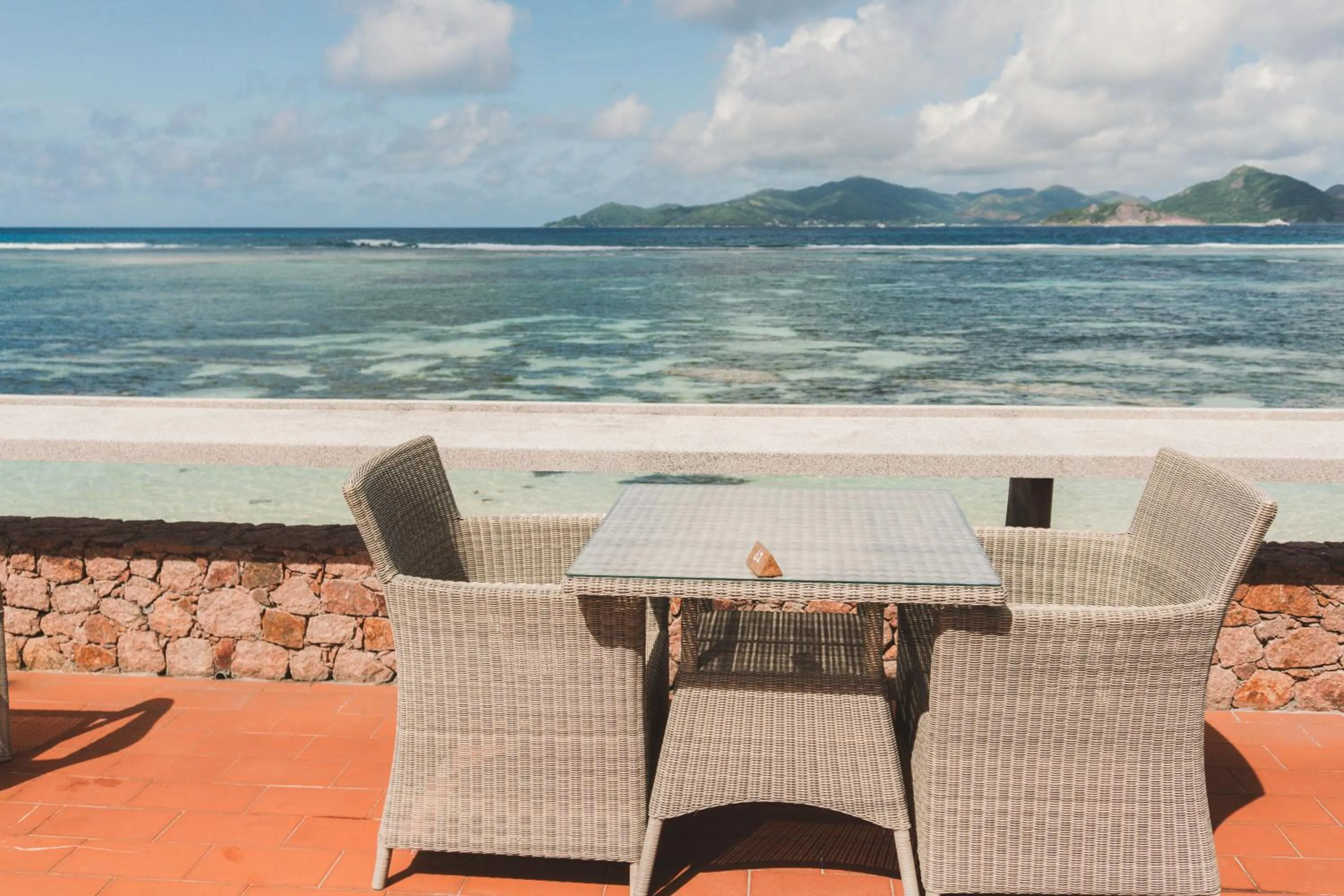 Pool view in La Digue Island Lodge