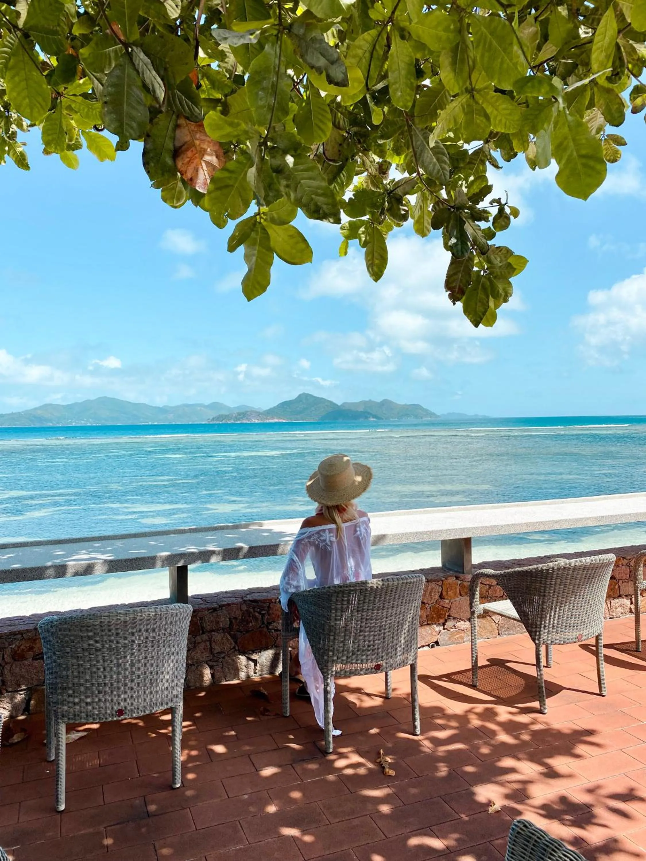 Pool view in La Digue Island Lodge