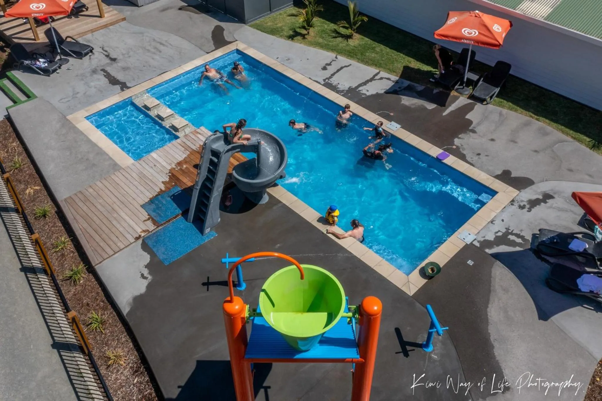 Pool view in Coromandel Shelly Beach TOP 10 Holiday Park