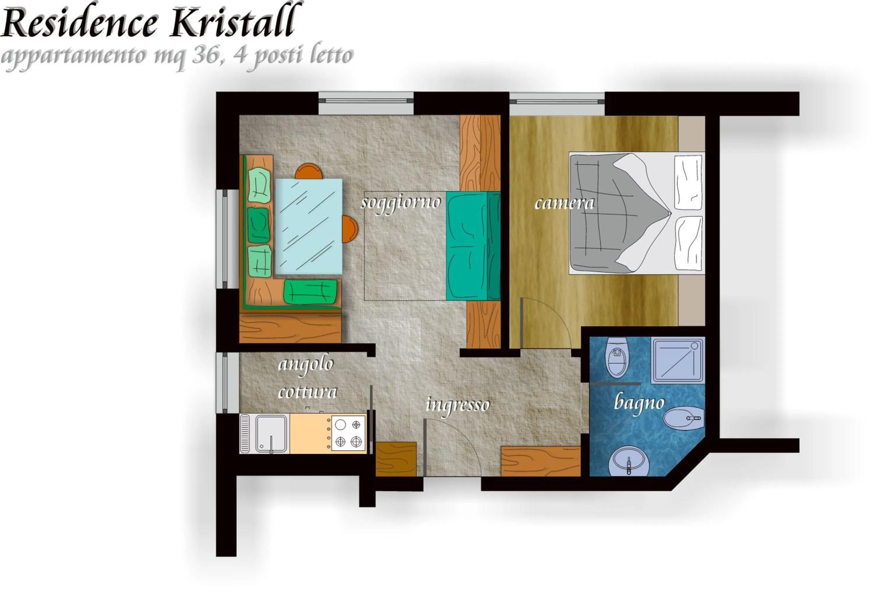 Floor plan in Residence Kristall- Fiemme Holidays