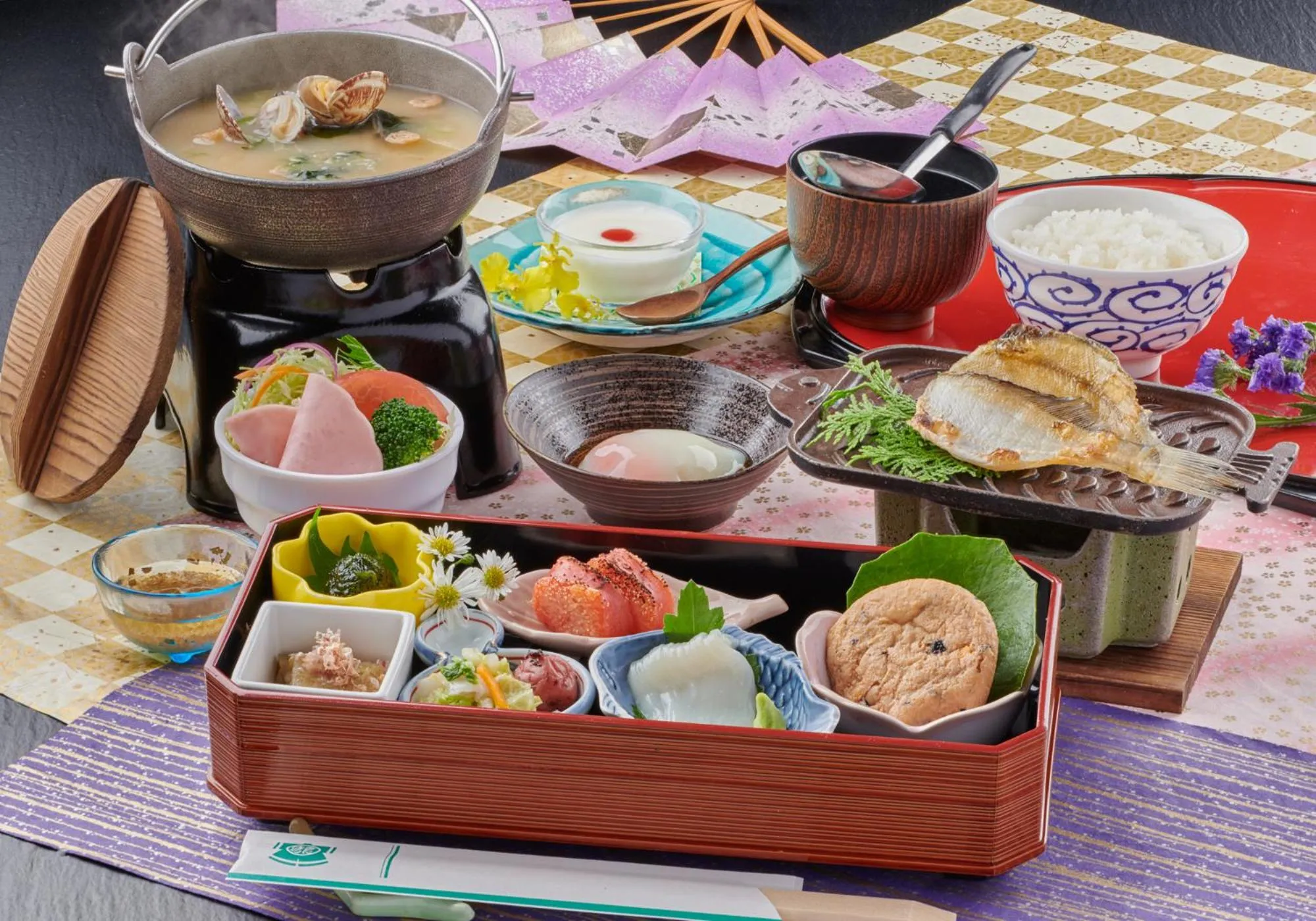 Asian breakfast in Awazuonsen Kitahachi