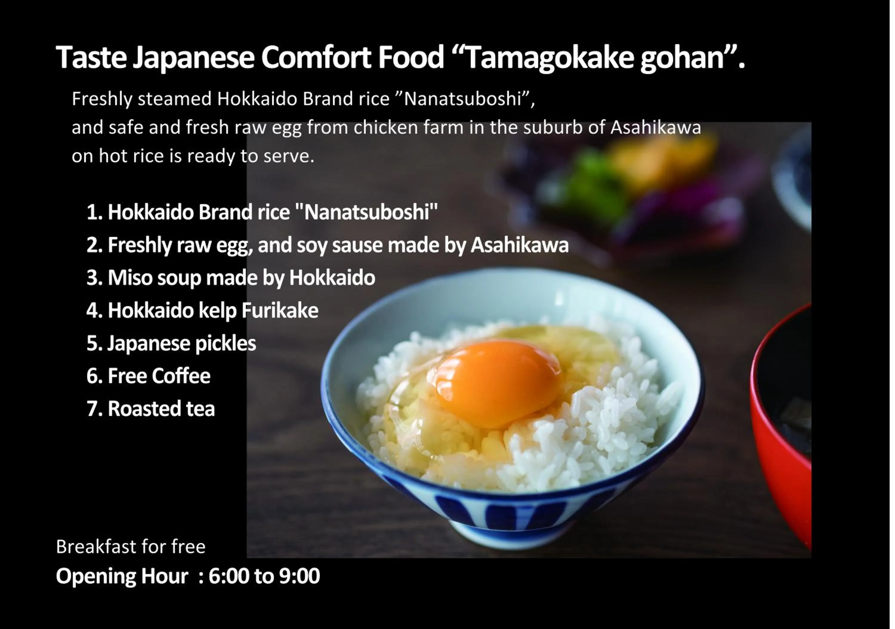 Food and drinks in 9 C Hotel Asahikawa