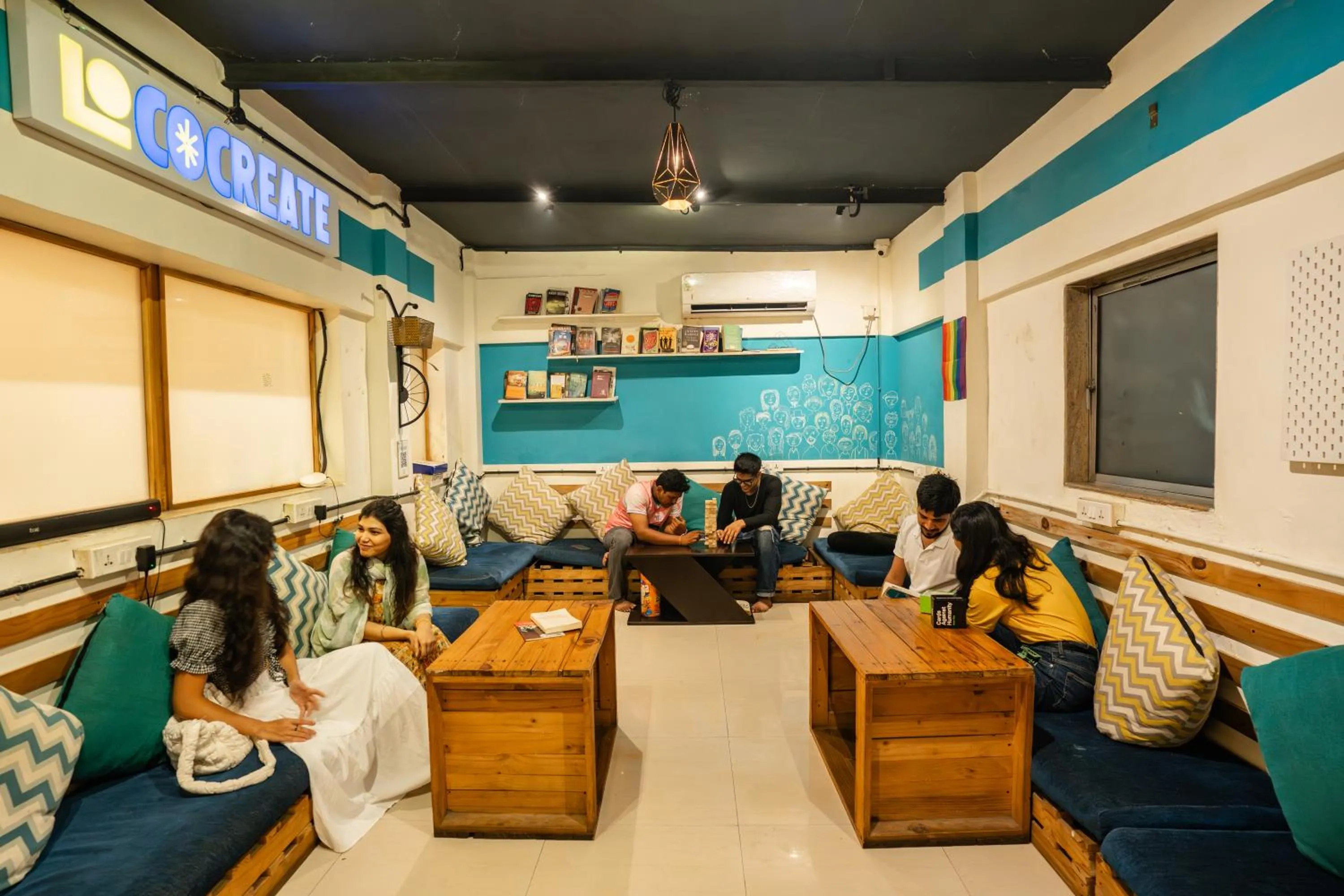 Seating area in Locomo Hostel OG - Stay Work Eat