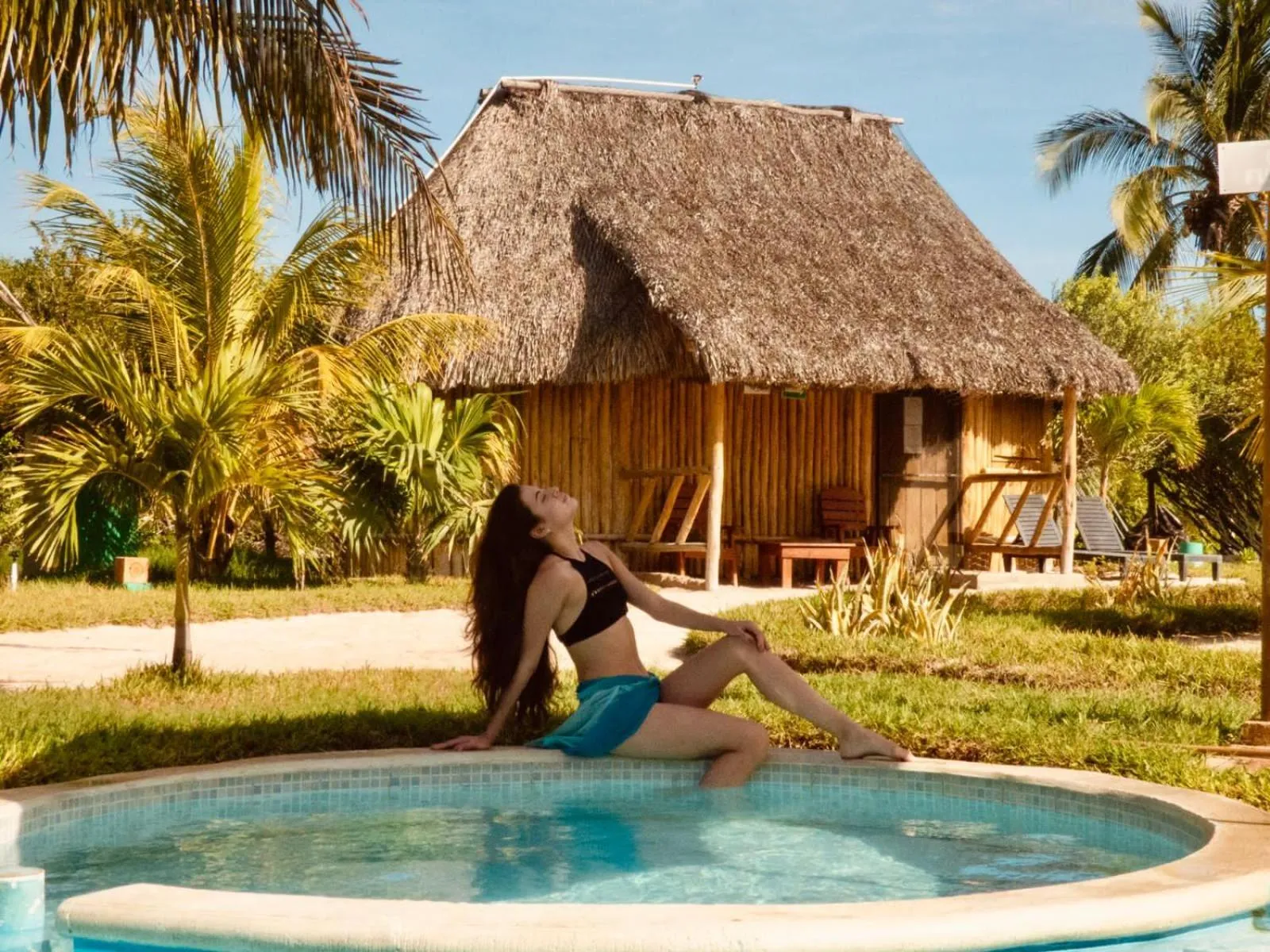 Pool view in Cabanas Jaalkab