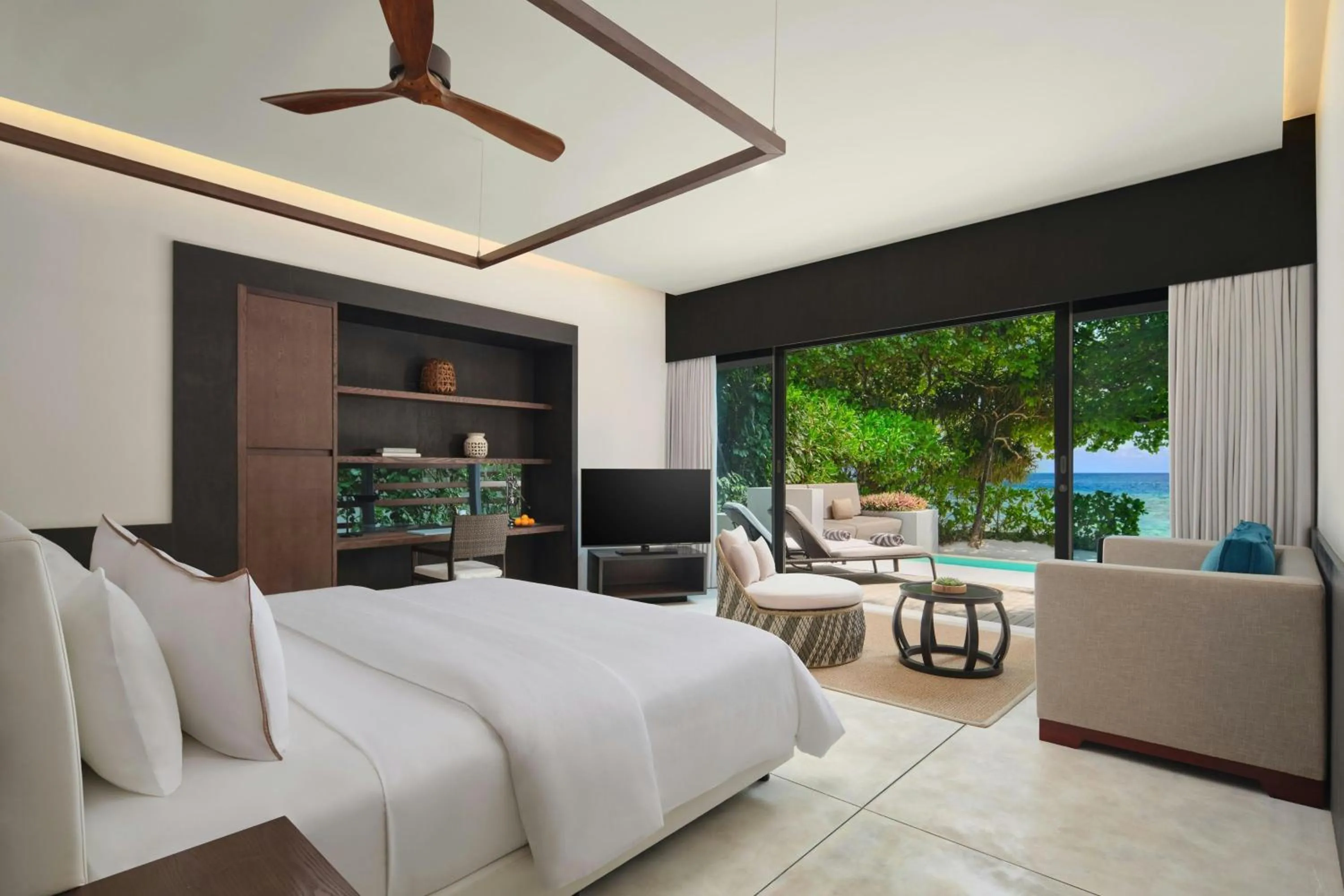 Beach, Bed in The Westin Maldives Miriandhoo Resort